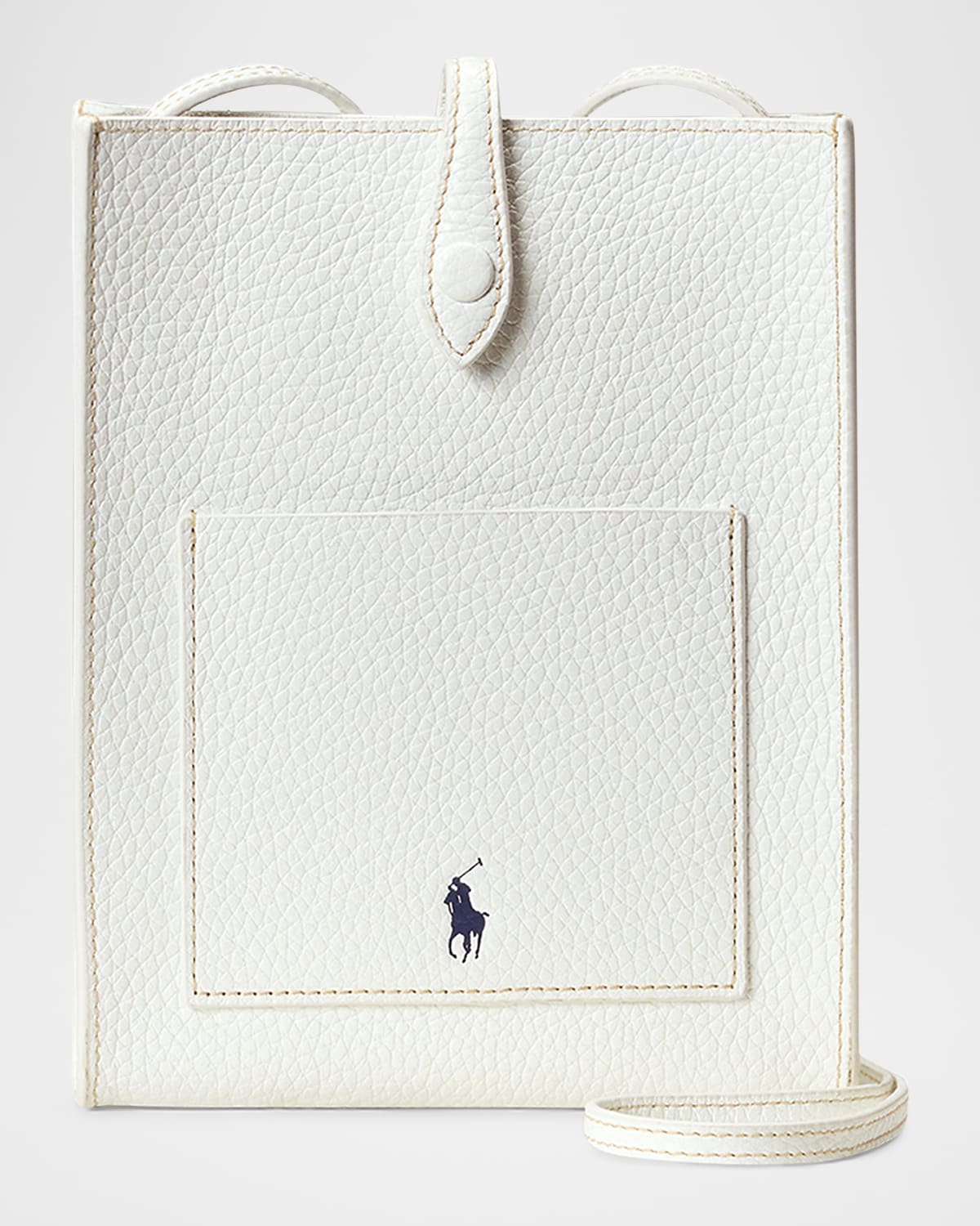 Polo Ralph Lauren Polo Play Pebbled Leather Crossbody Bag In Paper