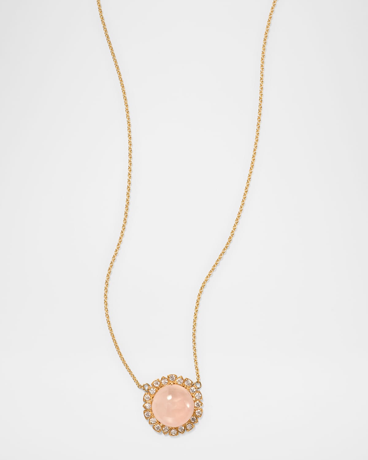 18K Yellow Gold Della Diamond and Rose Quartz Pendant