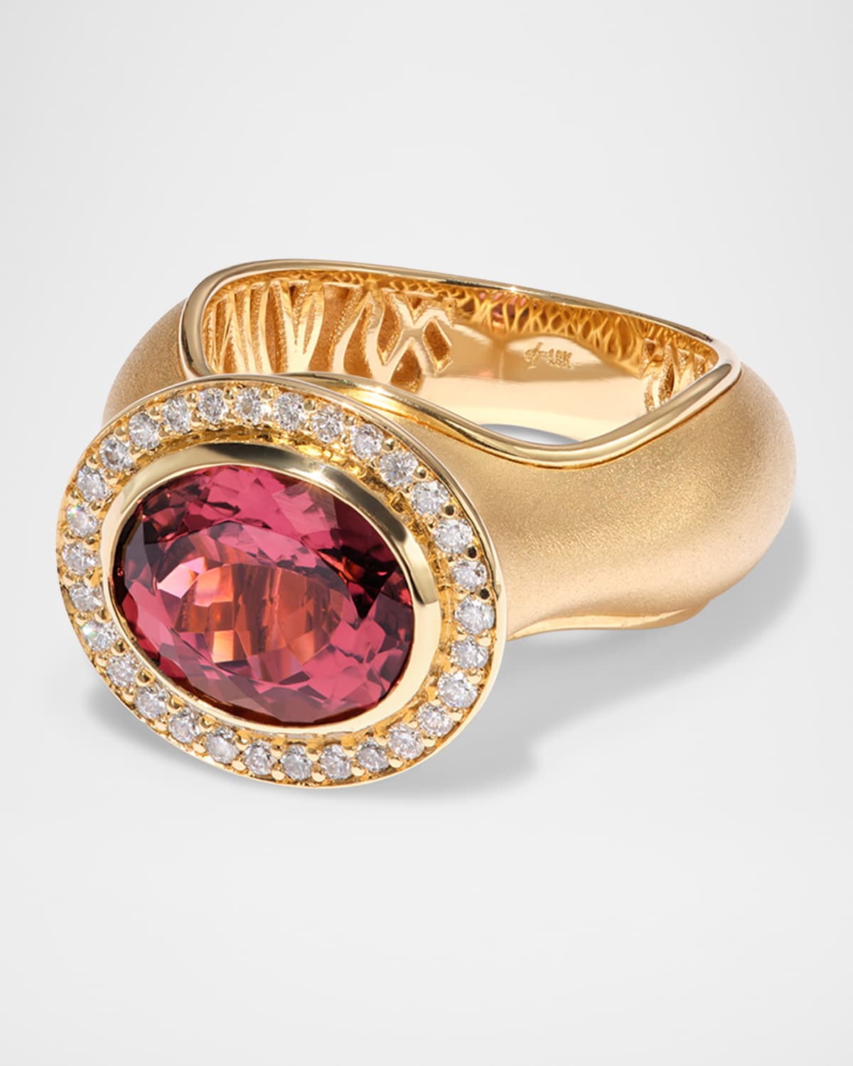 18K Yellow Gold Haven Signet Ring with Diamonds and Gemstone