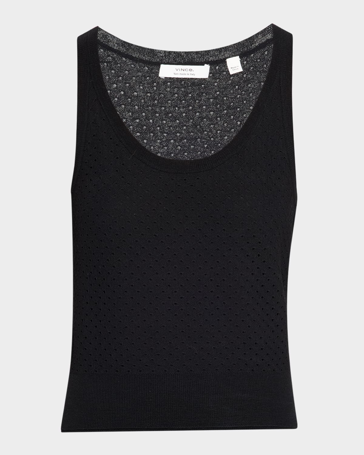 Vince Double Layer Mesh Sweater Tank In Black