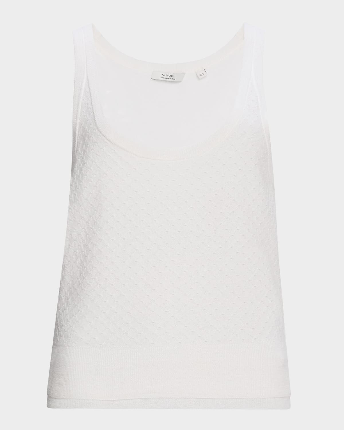 Vince Double Layer Mesh Sweater Tank In Optic White