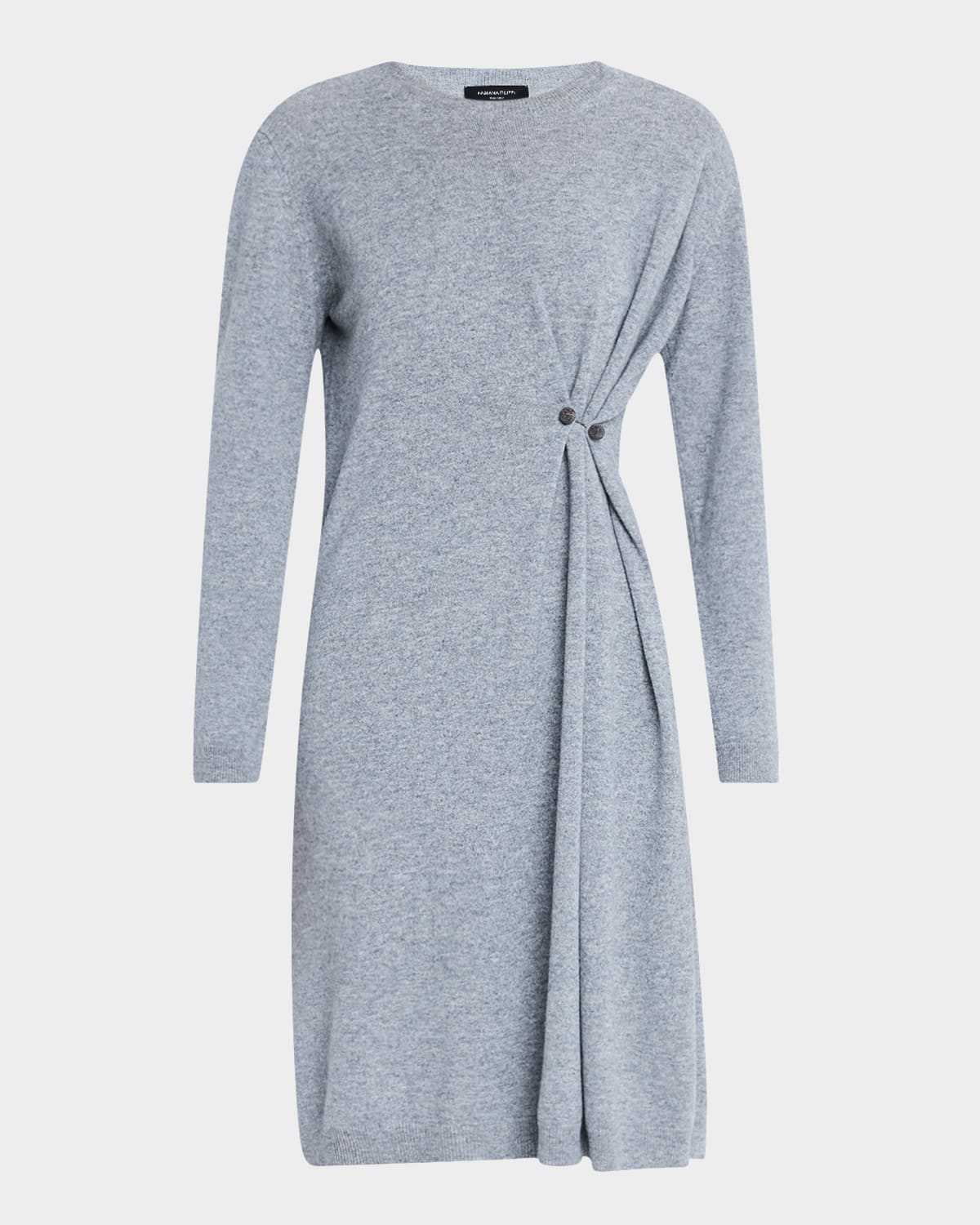 Gathered Crewneck Wool-Blend Knit Dress