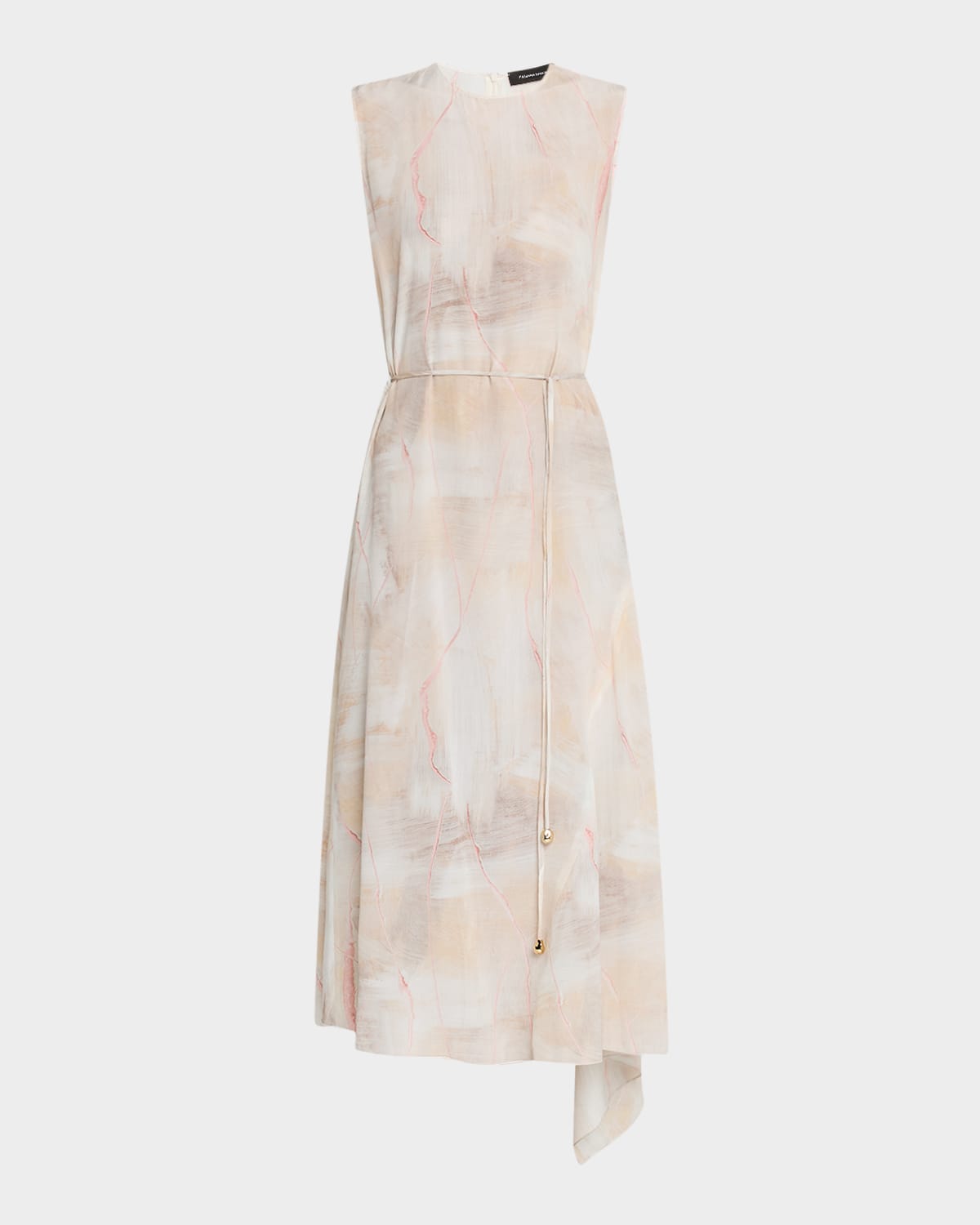 FABIANA FILIPPI DRAWSTRING ABSTRACT-PRINT SILK CADY MIDI DRESS 