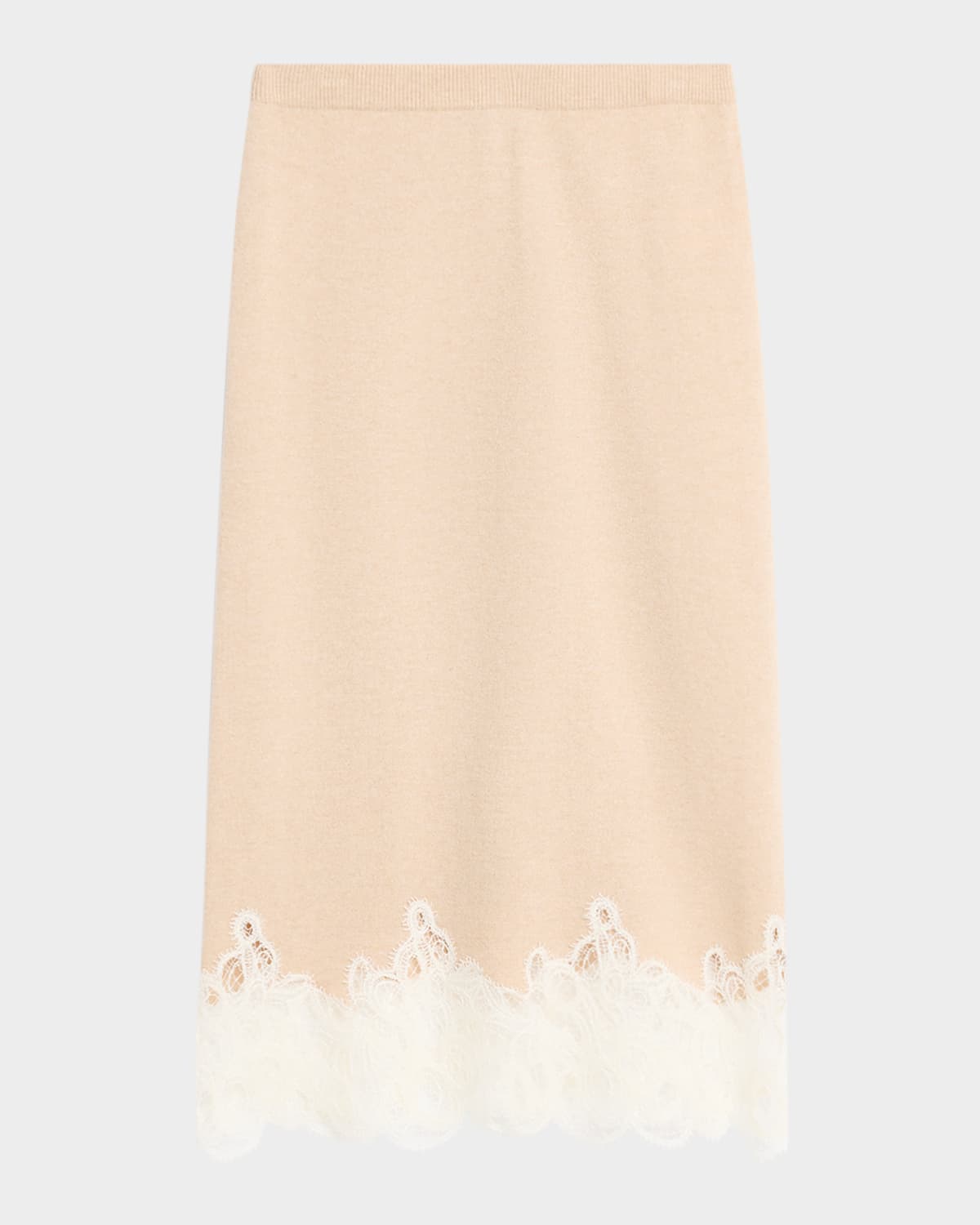 Shop Fabiana Filippi Straight Lace-hem Knit Midi Skirt