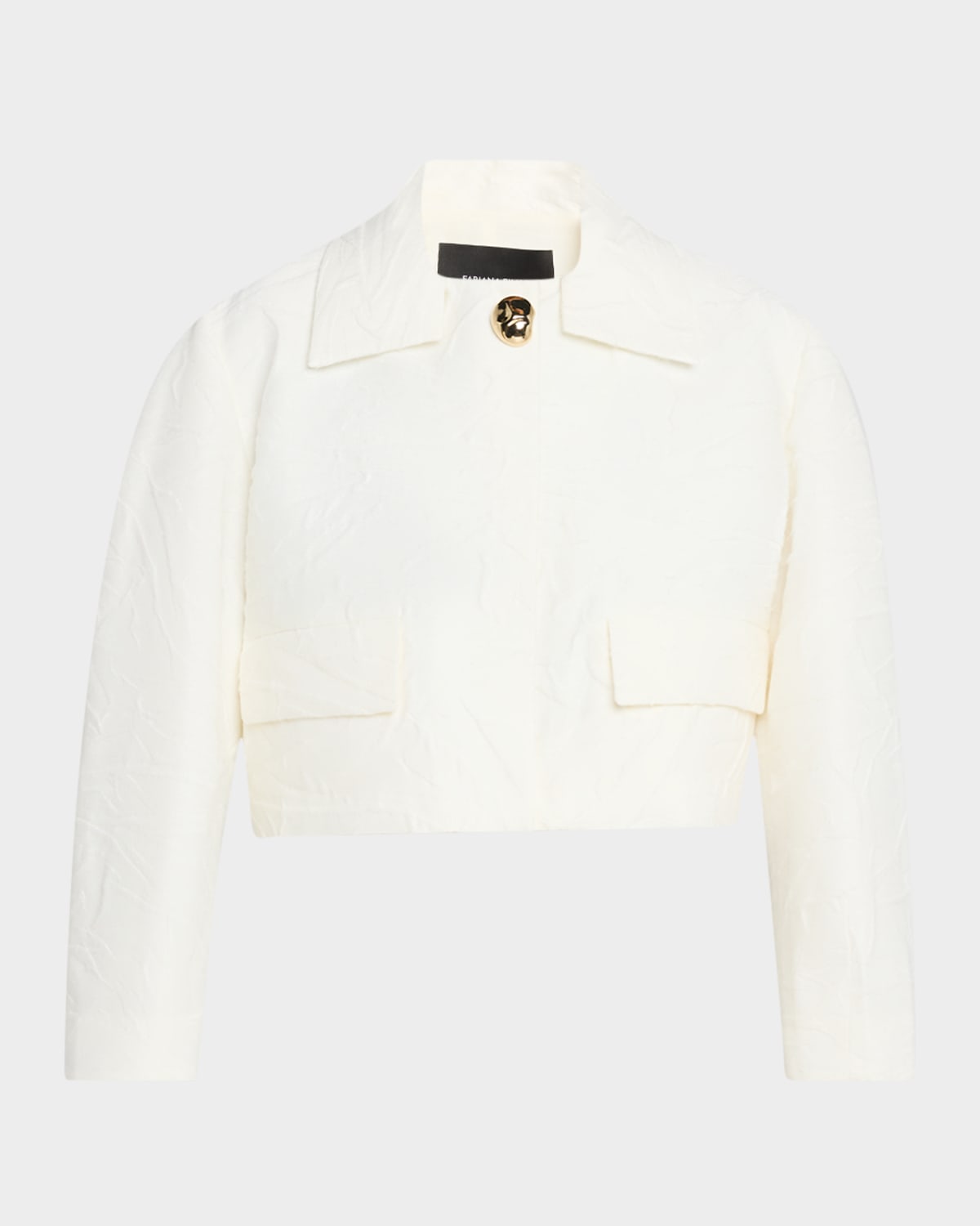 Cropped Crinkled Wool Jacquard Jacket