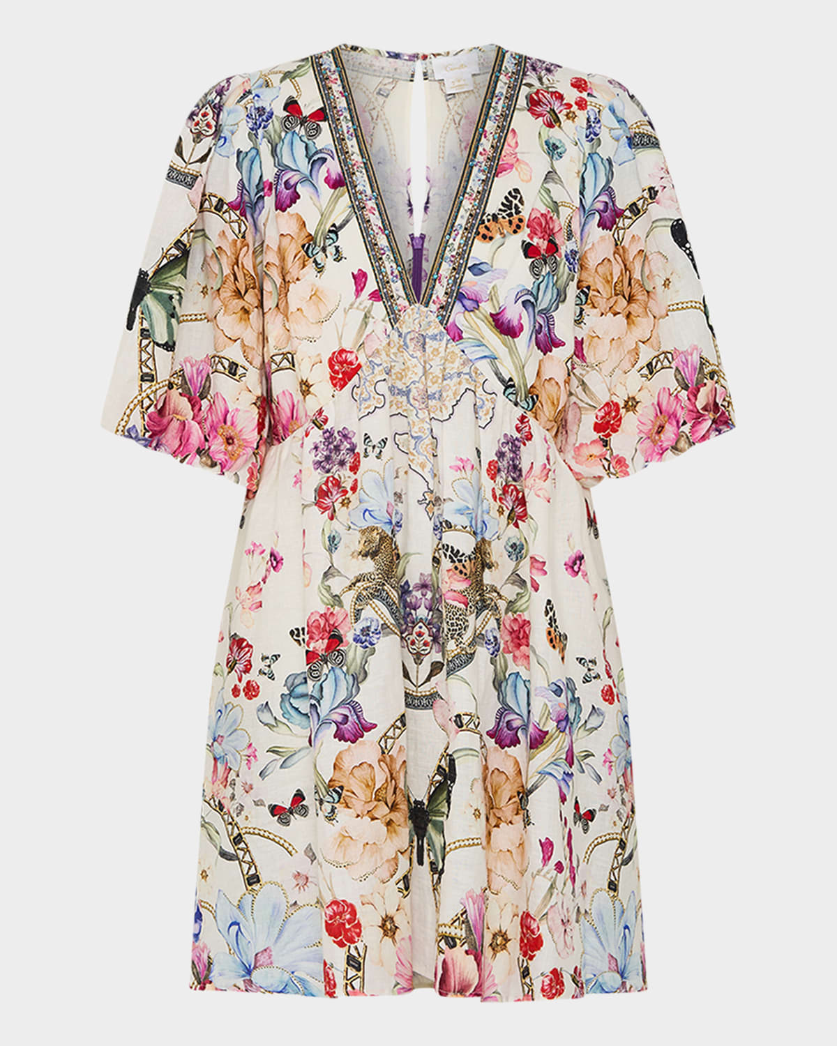 Shop Camilla Monserrate Magic V-neck Puff-sleeve Mini Dress