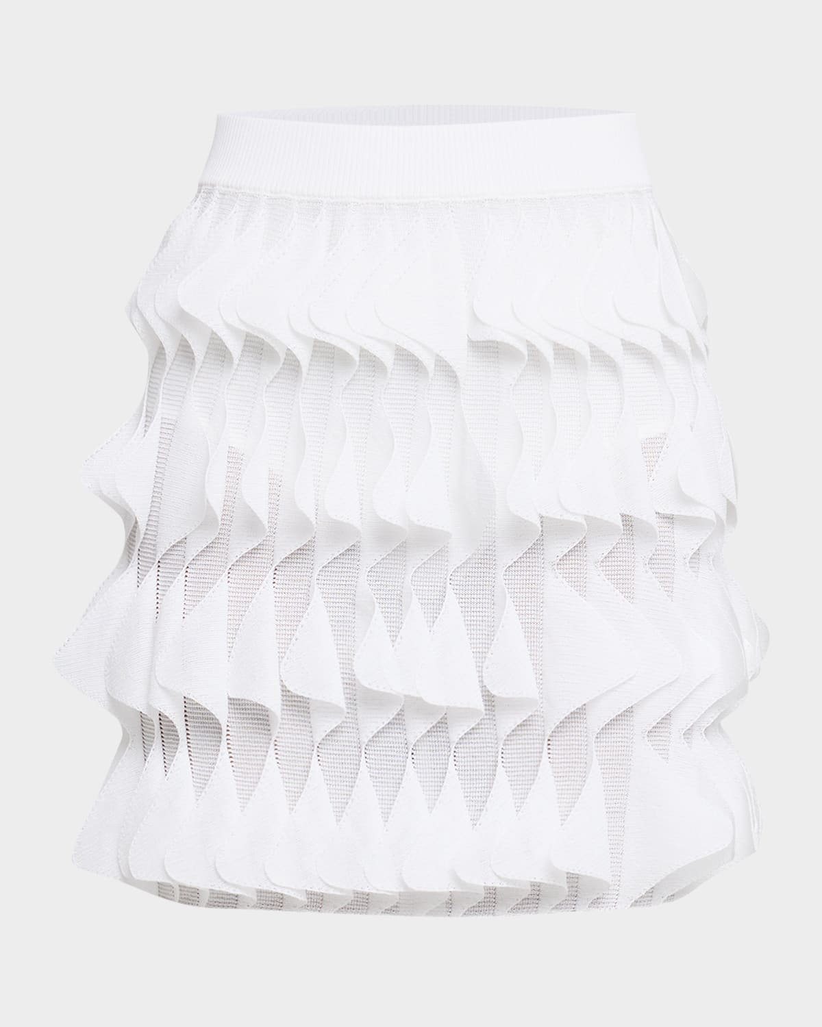 Wavy Ruffle Knit Mini Skirt