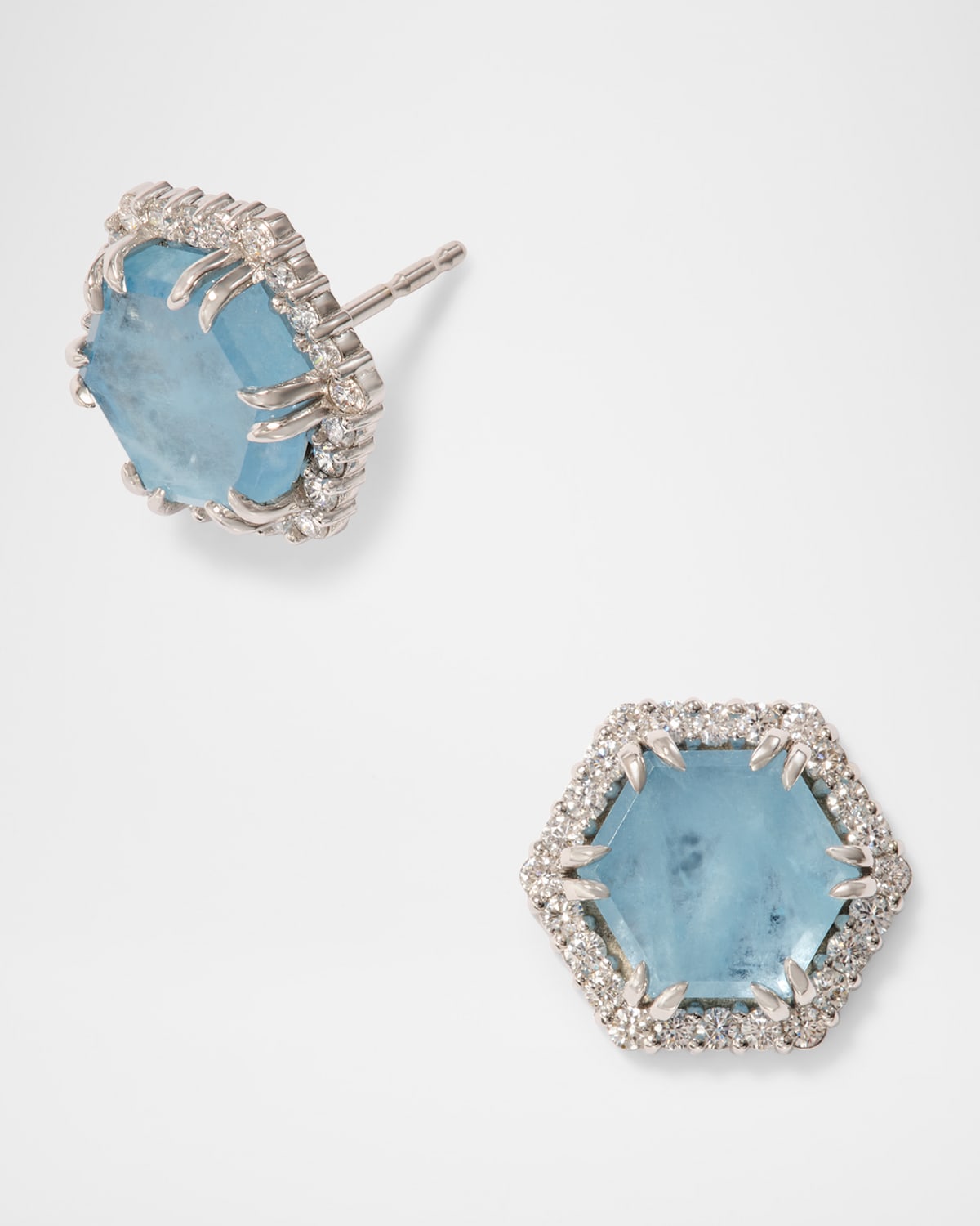 18K Yellow Gold Aurora Crescent Pendant with Diamonds and Aquamarine