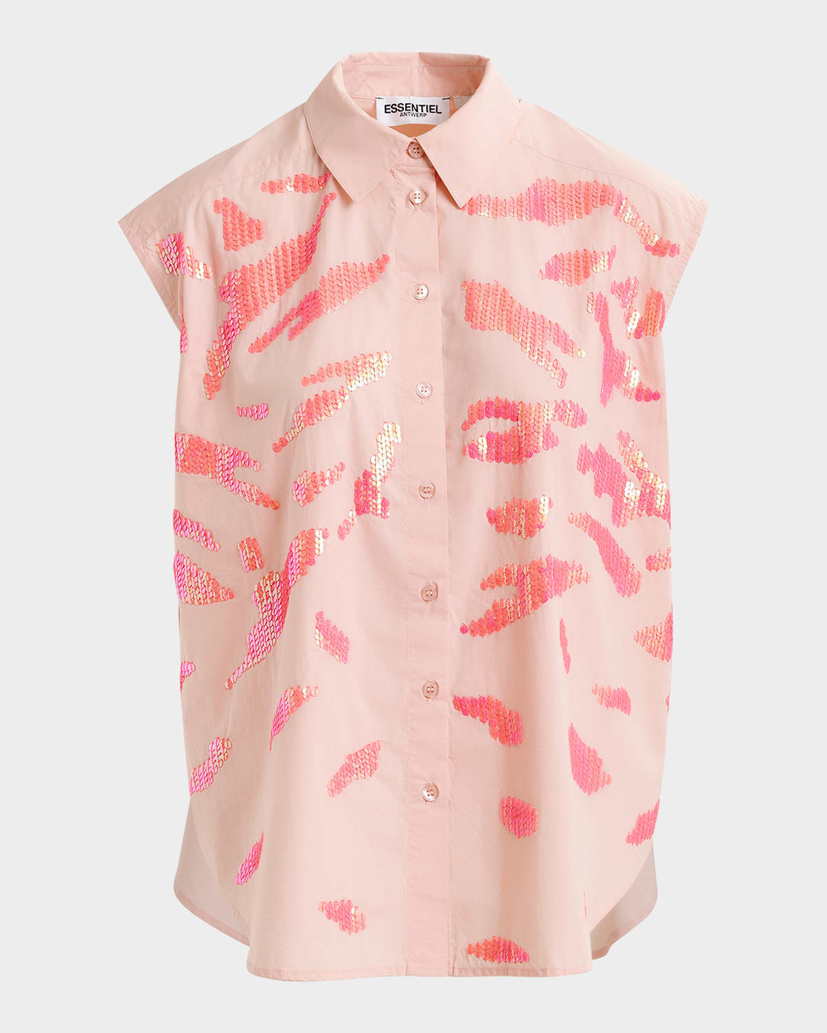 Essentiel Antwerp Hixie Sequined Zebra Sleeveless Shirt