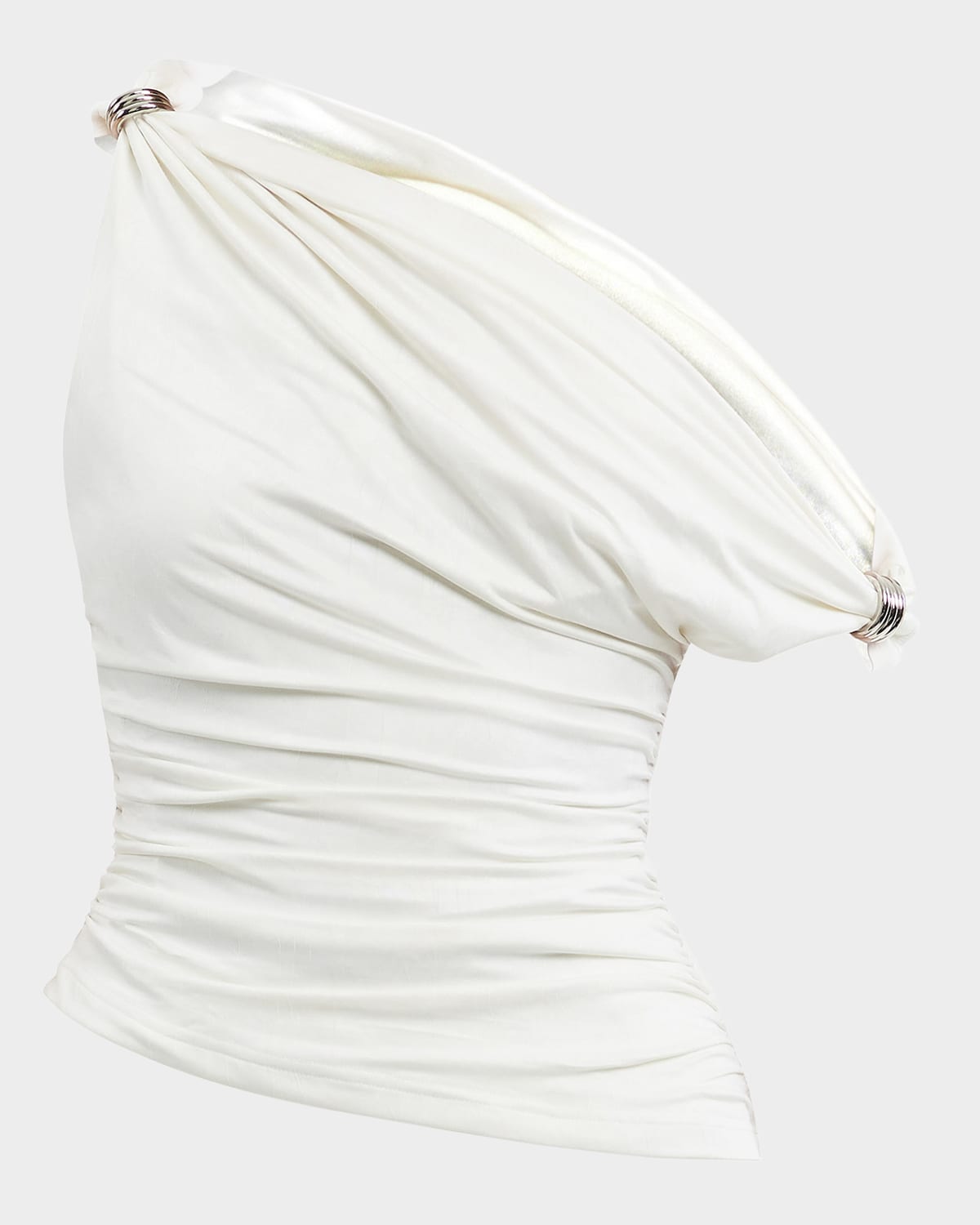 Significant Other Nala Draped One-shoulder Top In Chalk