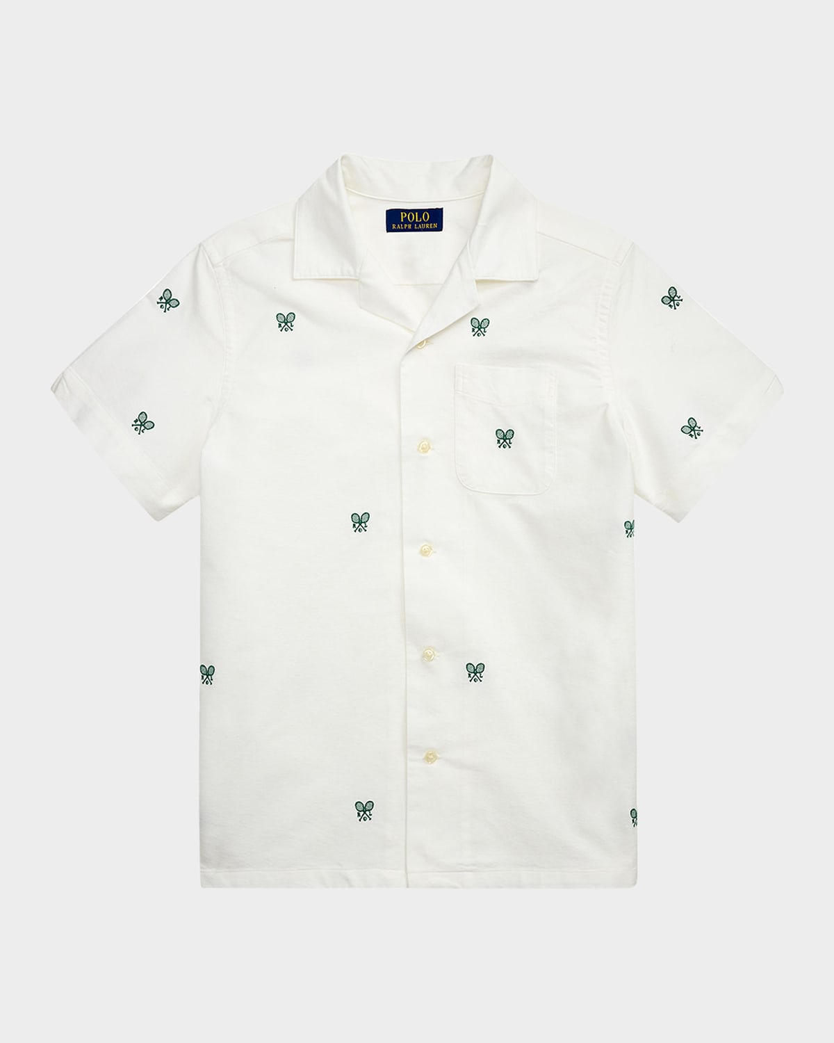 Polo Ralph Lauren Tennis-embroidered Cotton Oxford Shirt In White Crossed Racke