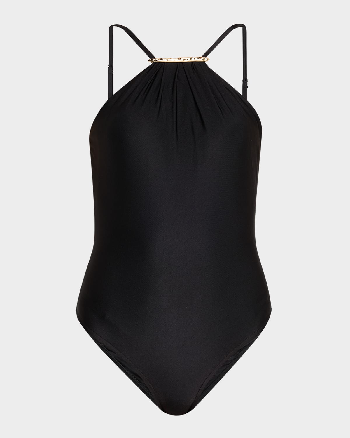 Ruched Halter One-Piece Swimsuit