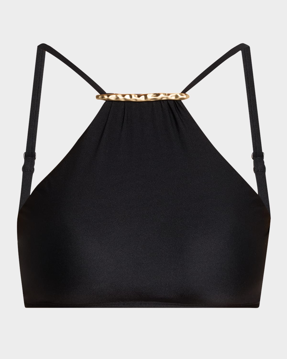 Lenny Niemeyer Ruched Halter Bikini Top In Black
