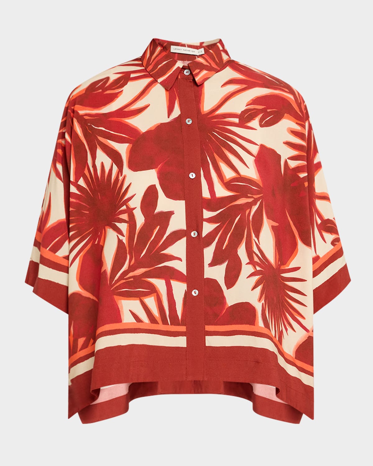 Lenny Niemeyer Palm Oversized Button-front Shirt In Palm