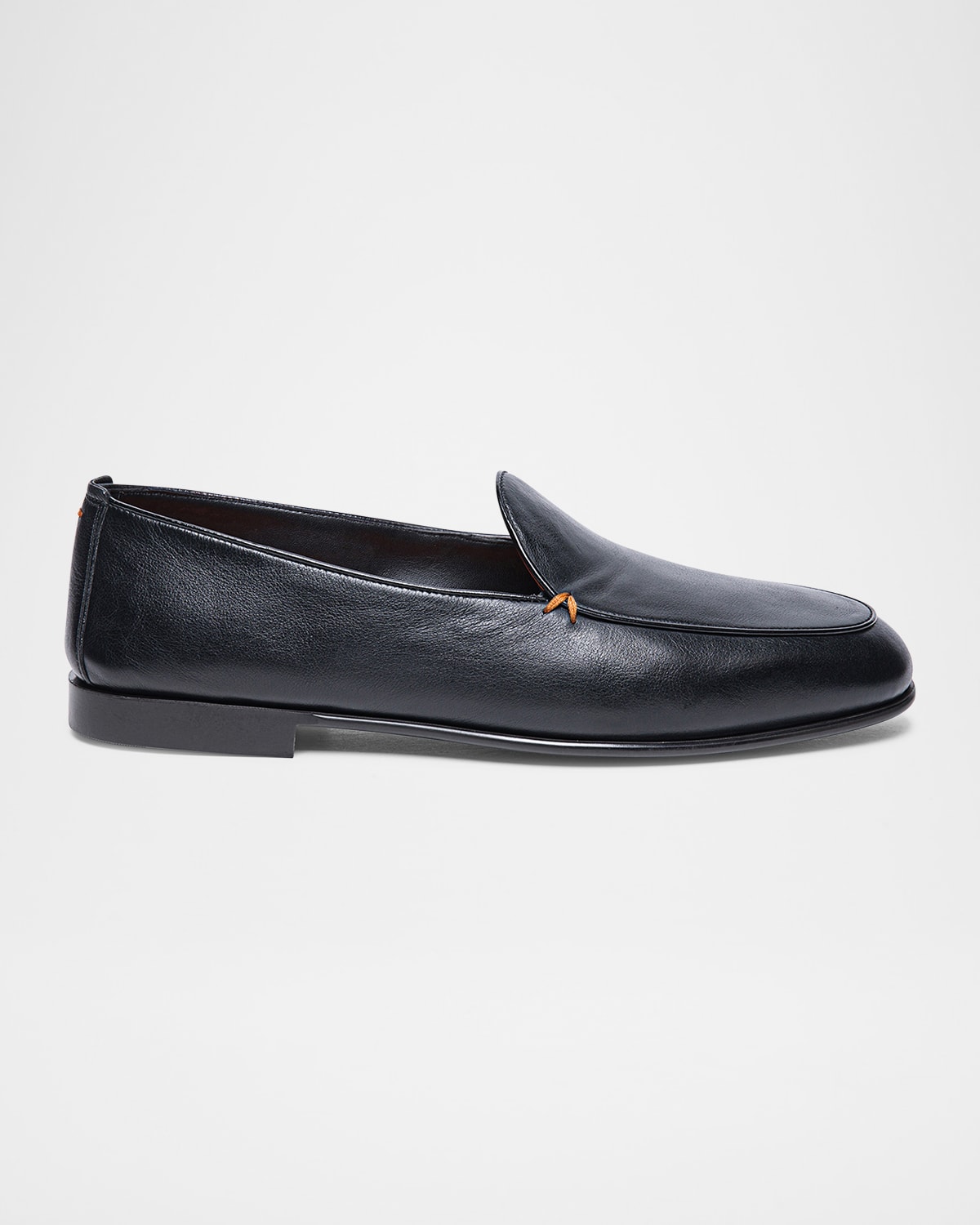 Santoni Vibe B Loafers In Black Leather In Black