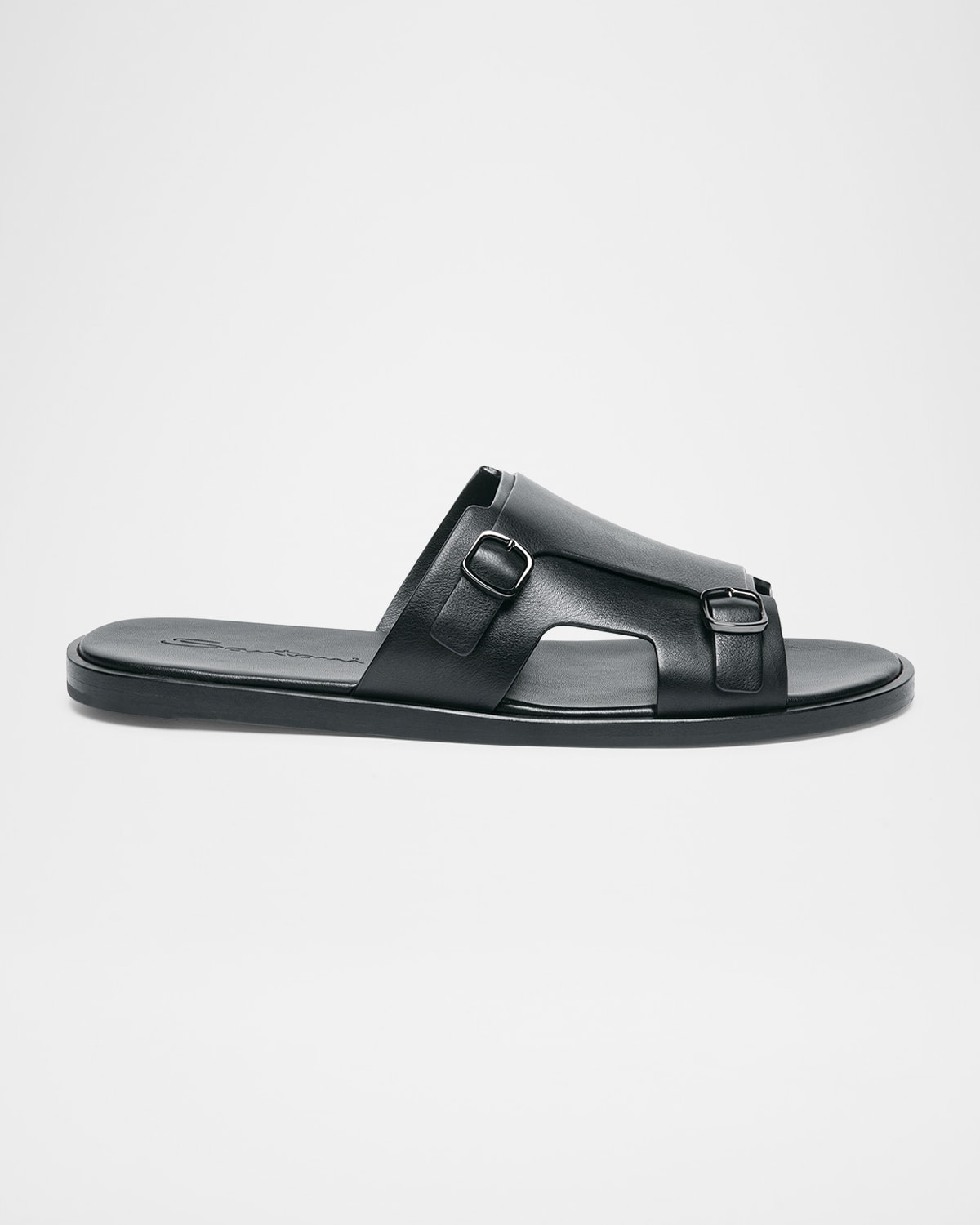 Men's Duo Leather Double-Buckle Slide Sandals