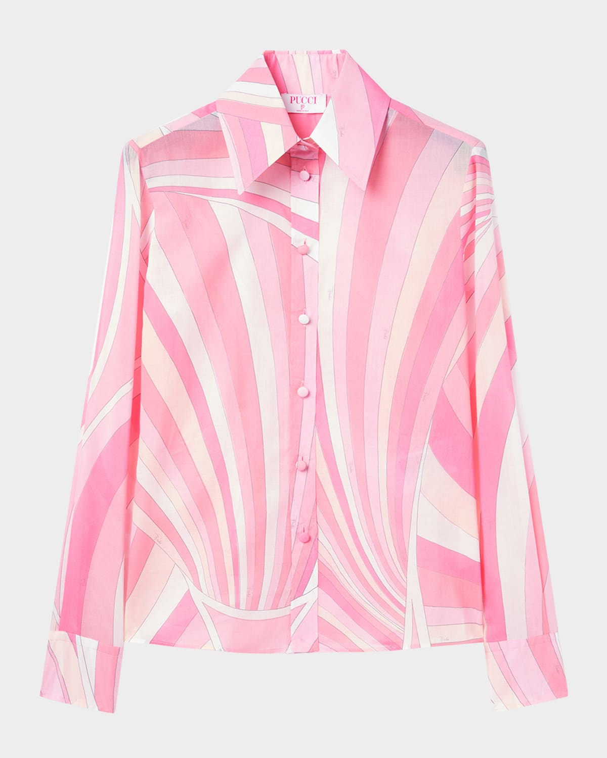Iride-Print Cotton Muslin Button-Down Blouse