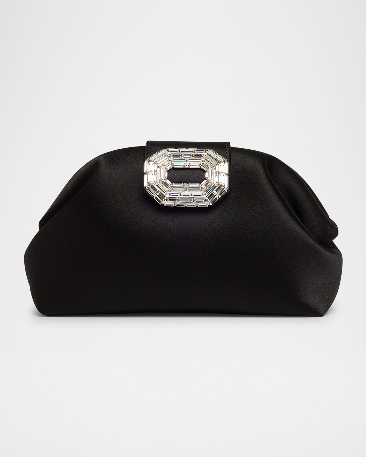Camelia Buckle Satin Clutch Bag