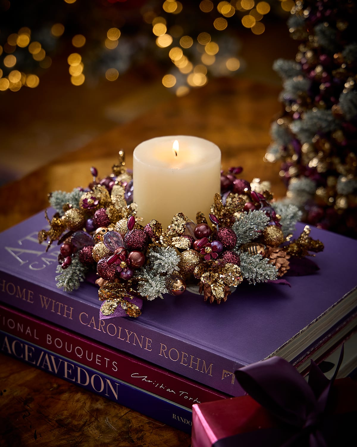 Salzburg Creations Frosted Plum 4" Candle Wreath In Multi