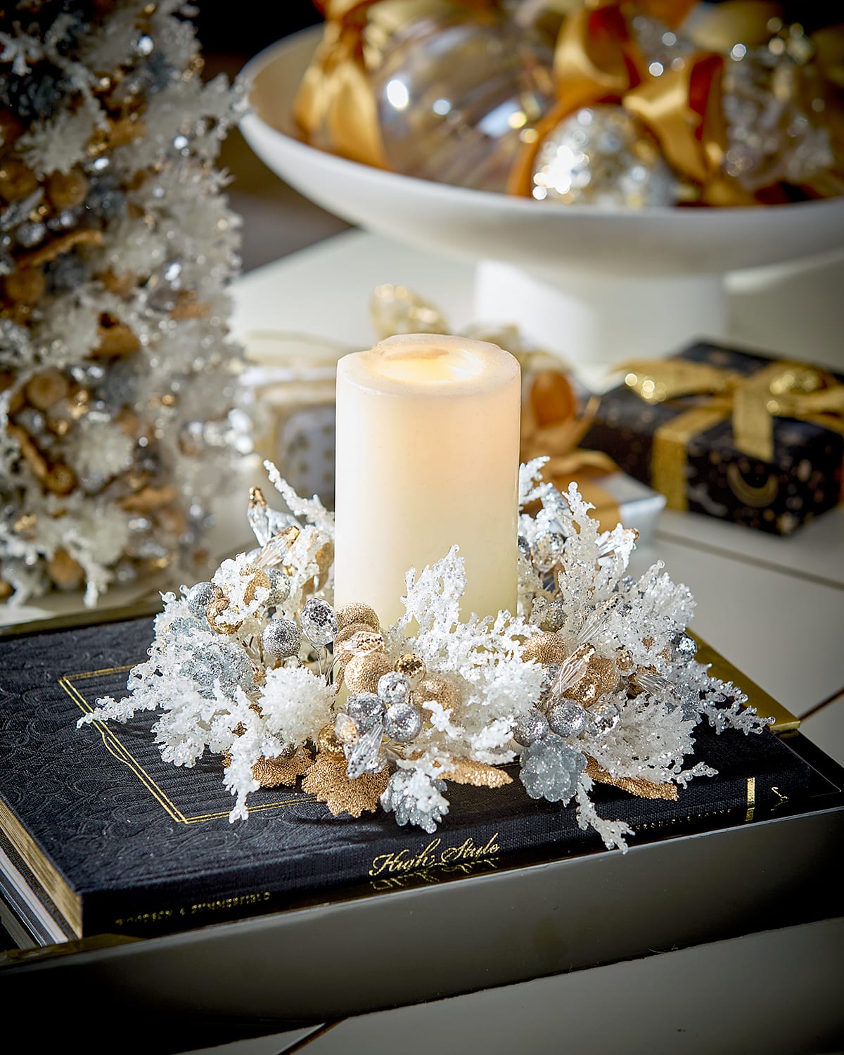 Salzburg Creations 4" Winter Splendor Candle Wreath In Multi