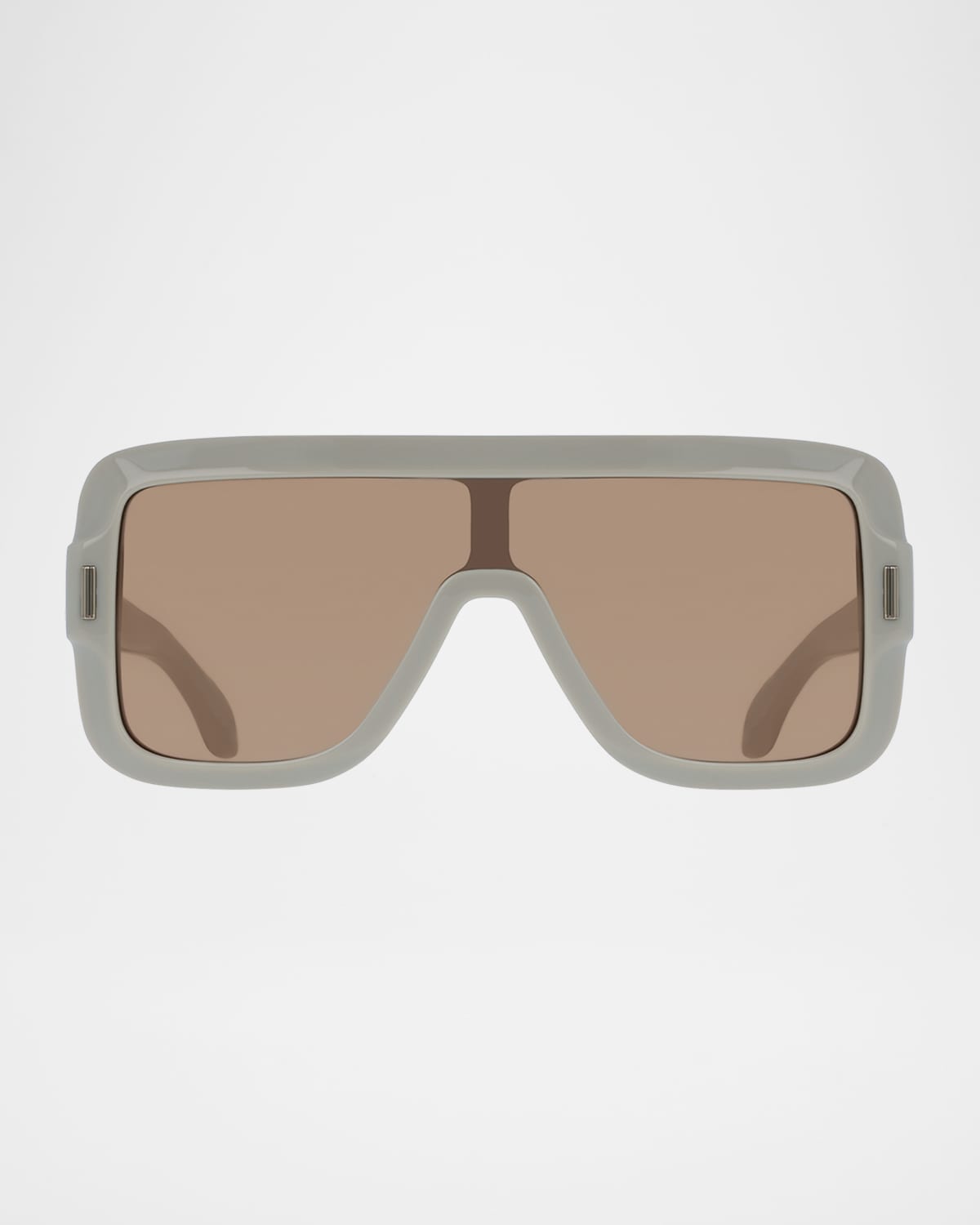 Ferragamo Rivet Acetate Shield Sunglasses In Beige