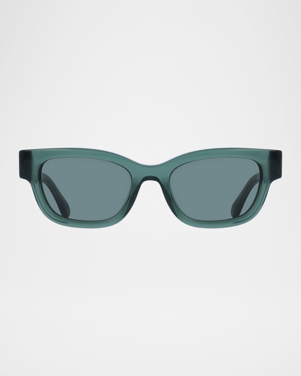 Ferragamo Gancino Rectangle Acetate Sunglasses In Transparent Green
