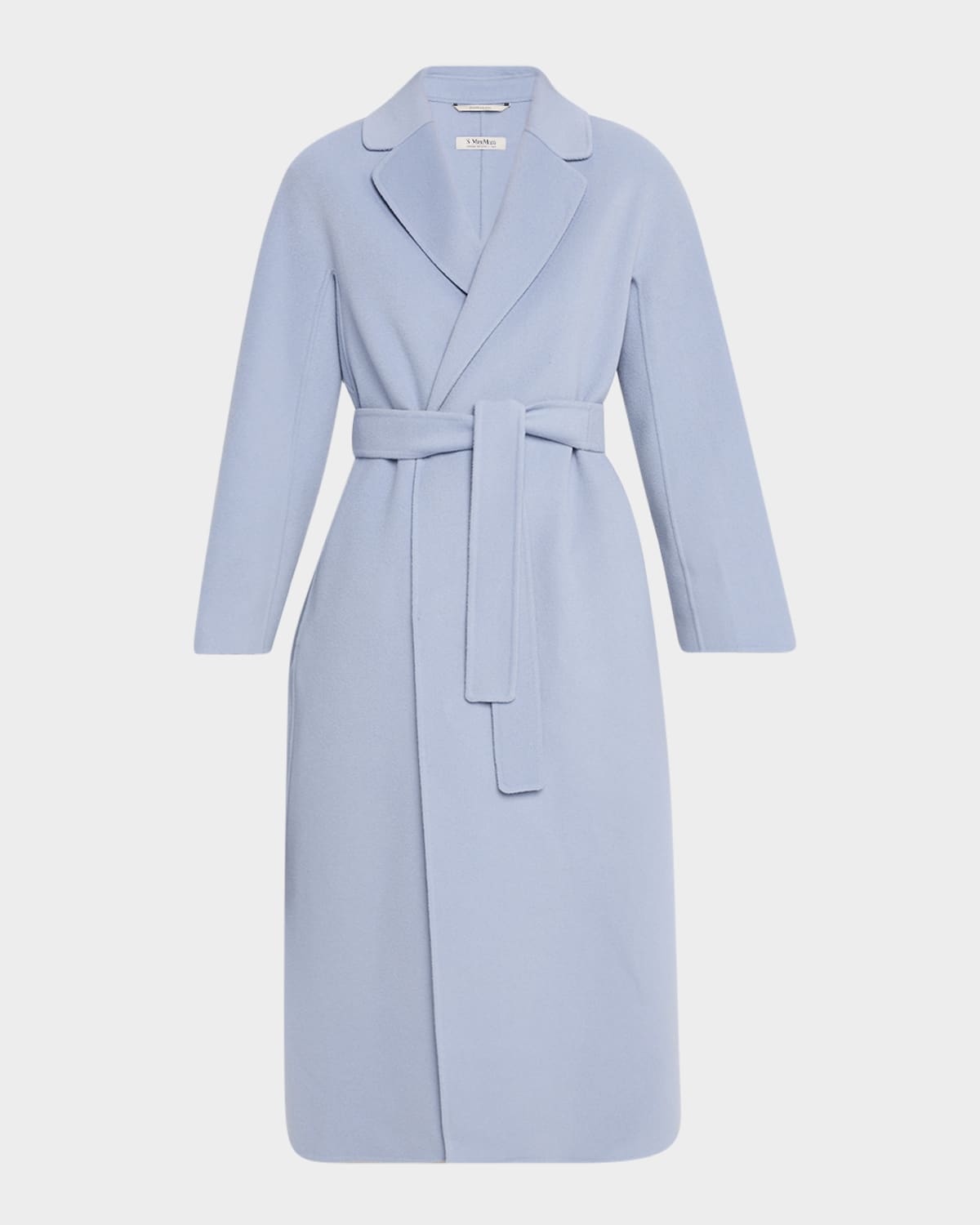 Max Mara Esturia Wool Belted Wrap Coat In Blue