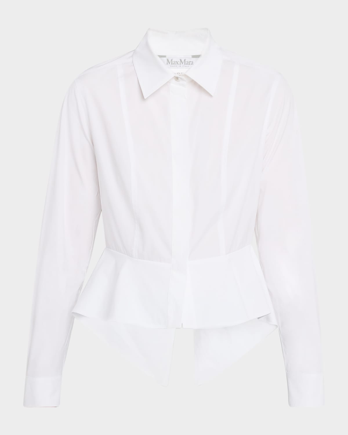 Max Mara Gamma Button-down Peplum Shirt In White