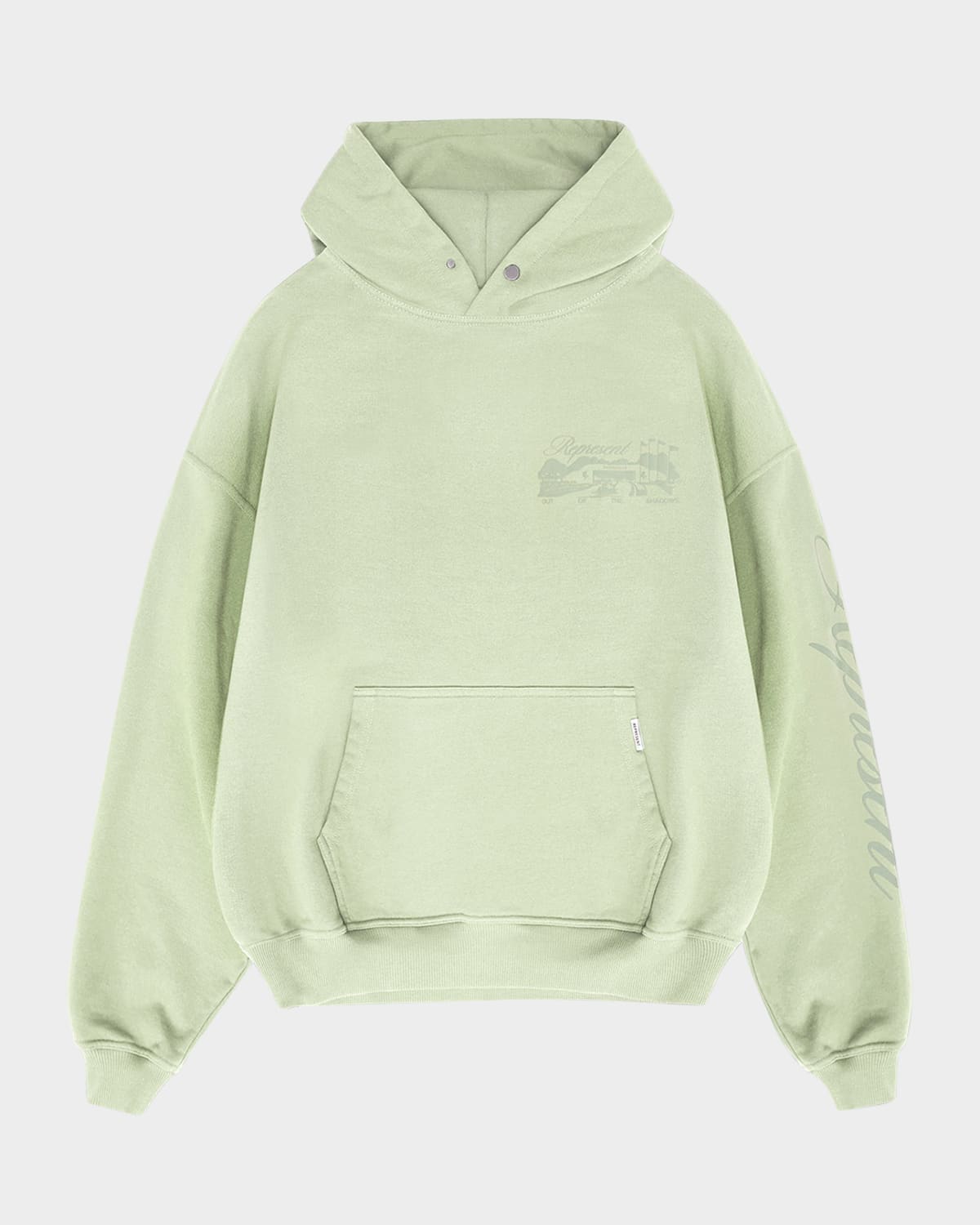 Represent Logo-print Cotton Hoodie In Matcha