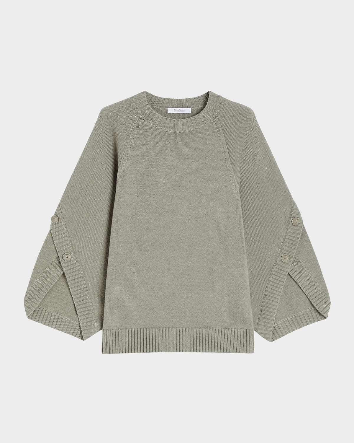 Max Mara Ampex Button-sleeve Wool-cashmere Sweater In Green