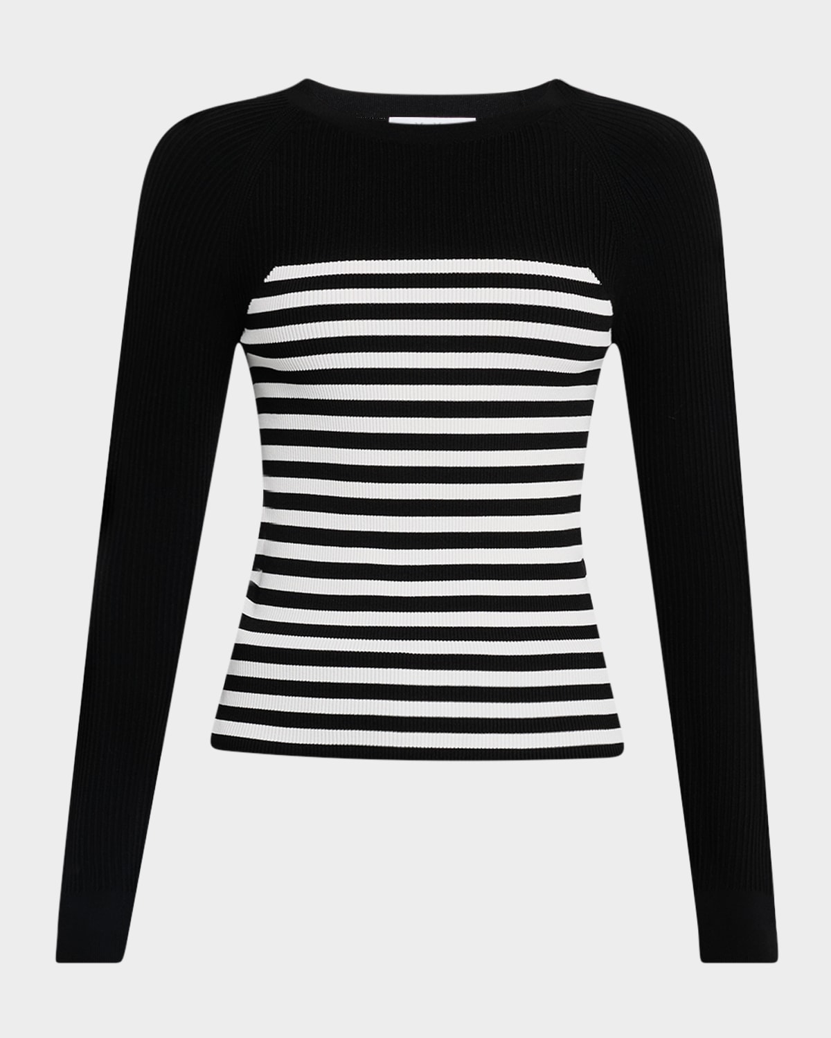 Max Mara Braies Striped Rib Crewneck Sweater In Black