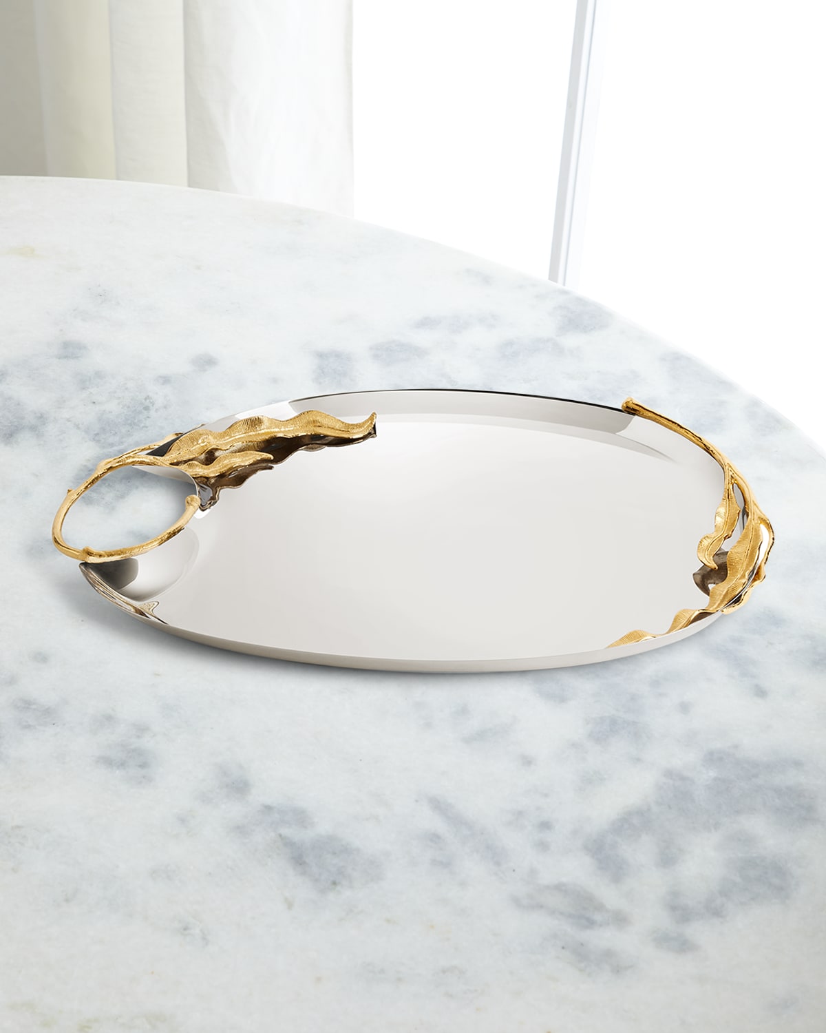 L'objet Fern Large Tray In Silver/gold