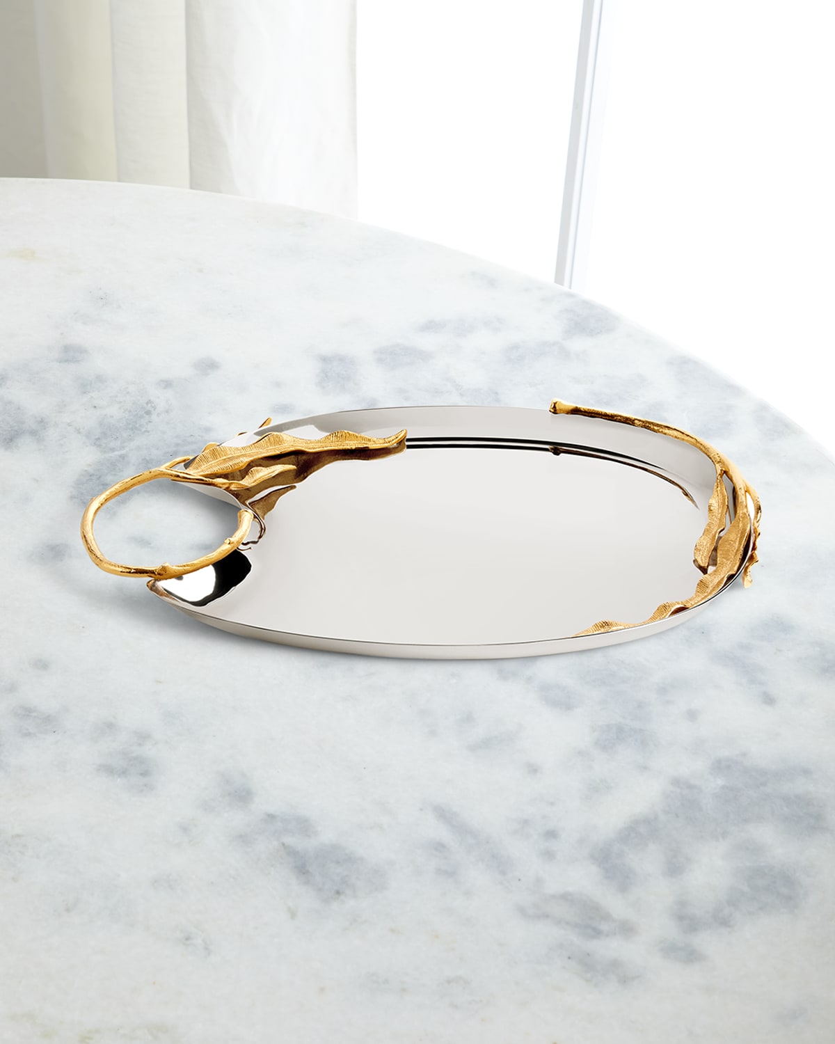 L'objet Fern Medium Tray In Silver/gold