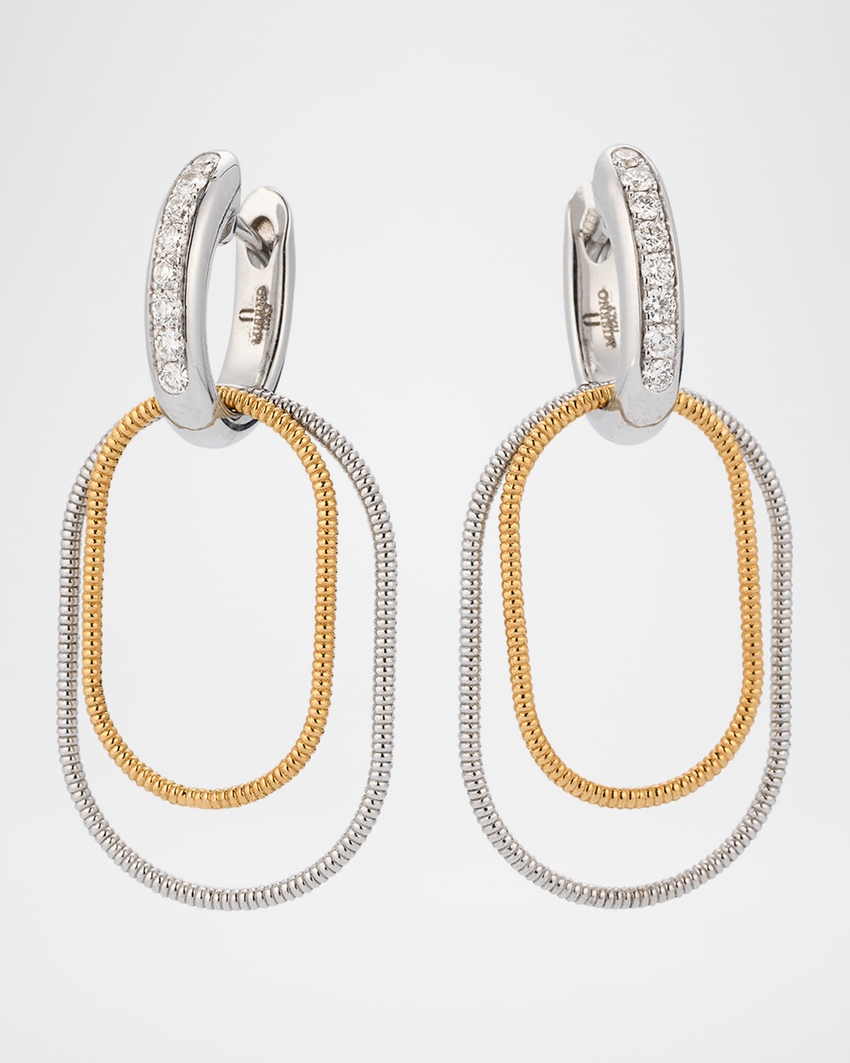 Sabbia D'Oro Earrings in 18K Yellow Gold and White Gold with White Diamonds