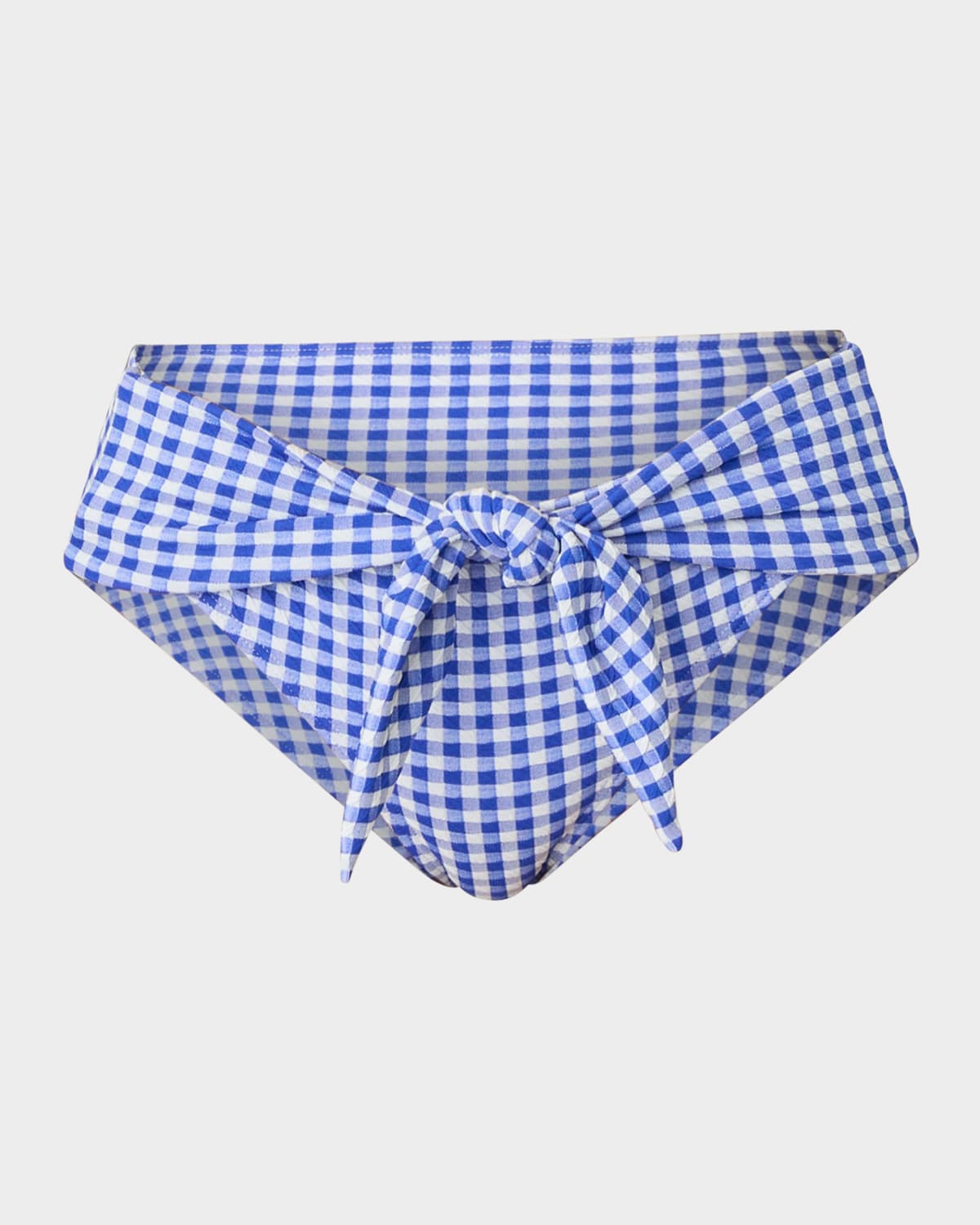 Gingham Tie High-Waist Bikini Bottoms