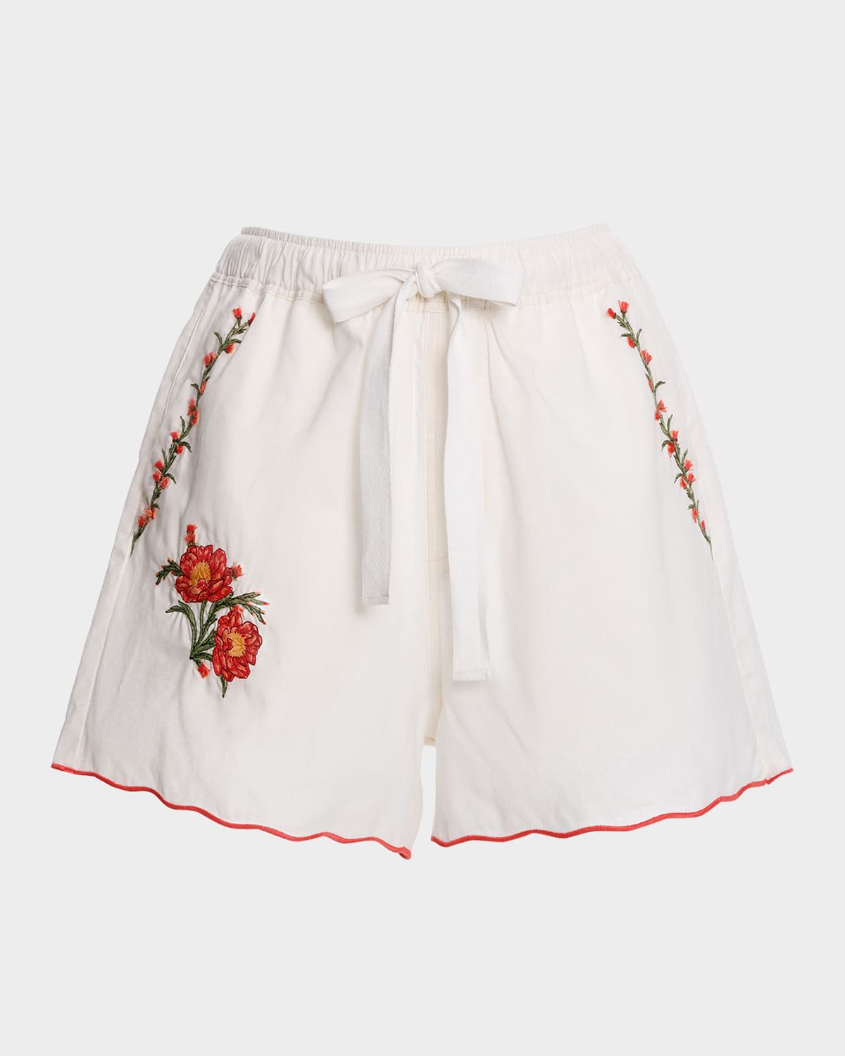AGUA BENDITA WATTS NACAR EMBROIDERED COTTON-LINEN SHORTS 