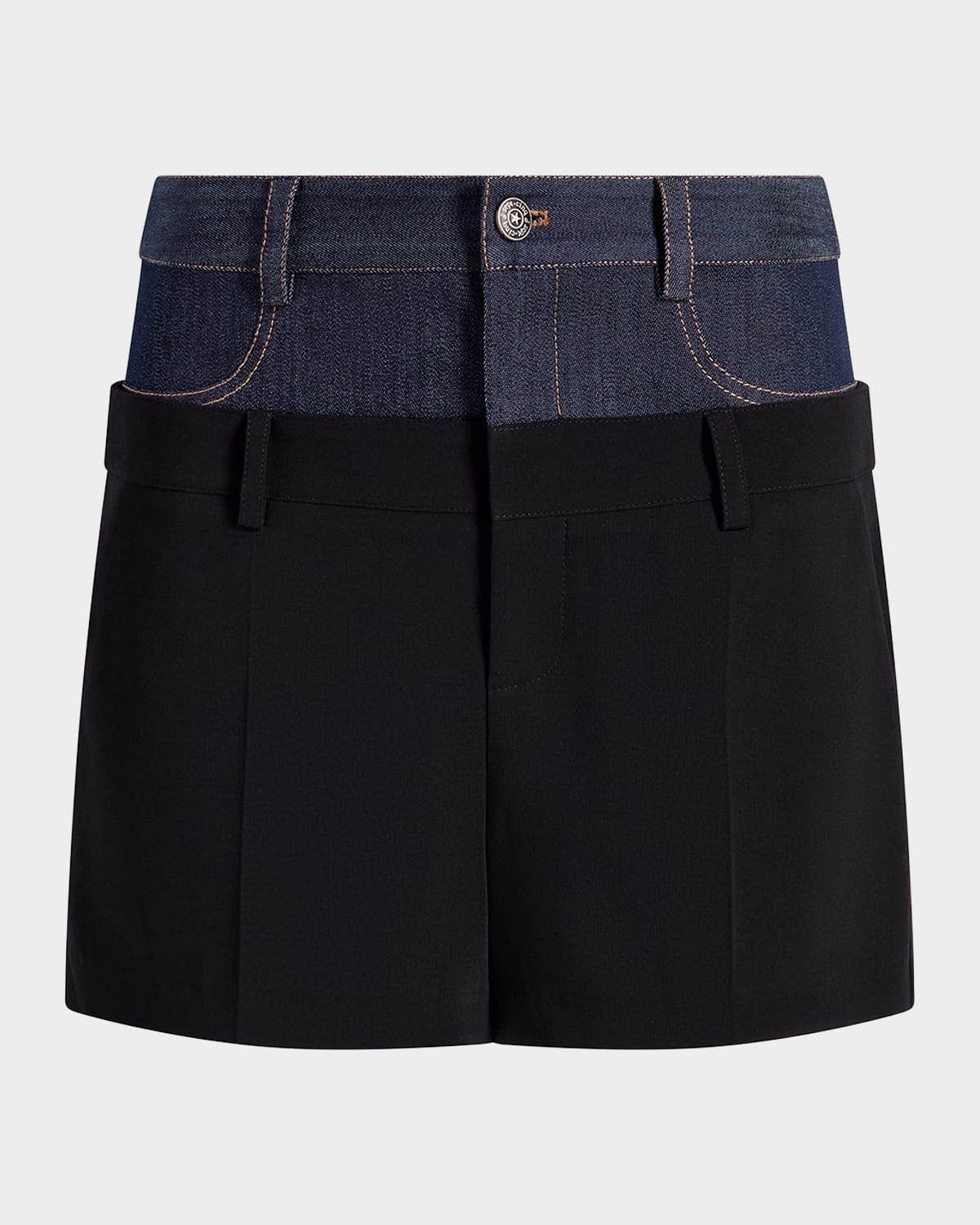 Cinq À Sept Cinq A Sept Dionne Layered Look Shorts In Black/indigo