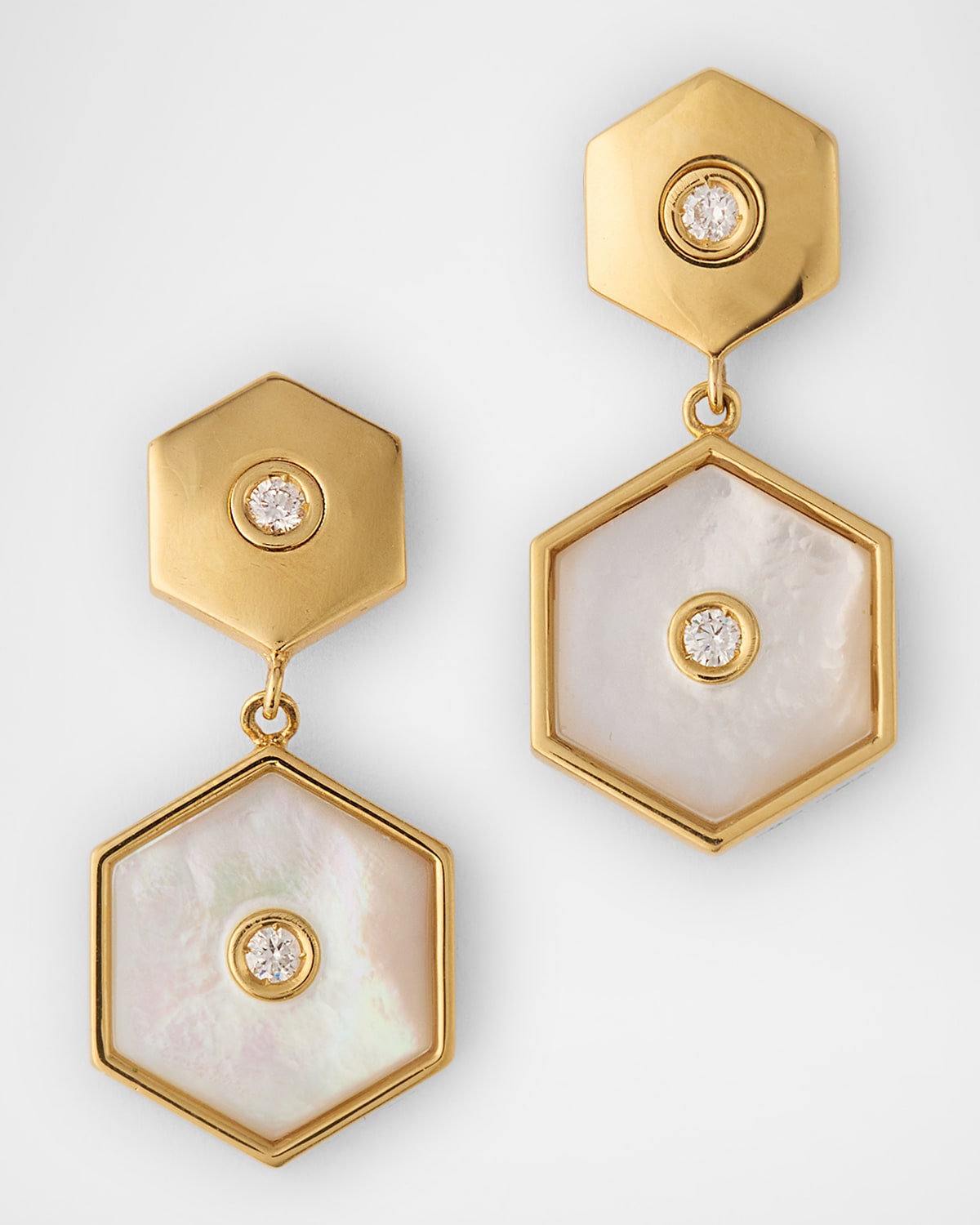 Baia Sommersa 18K Yellow Gold Diamond and Mother-of-Pearl Hoop Earrings