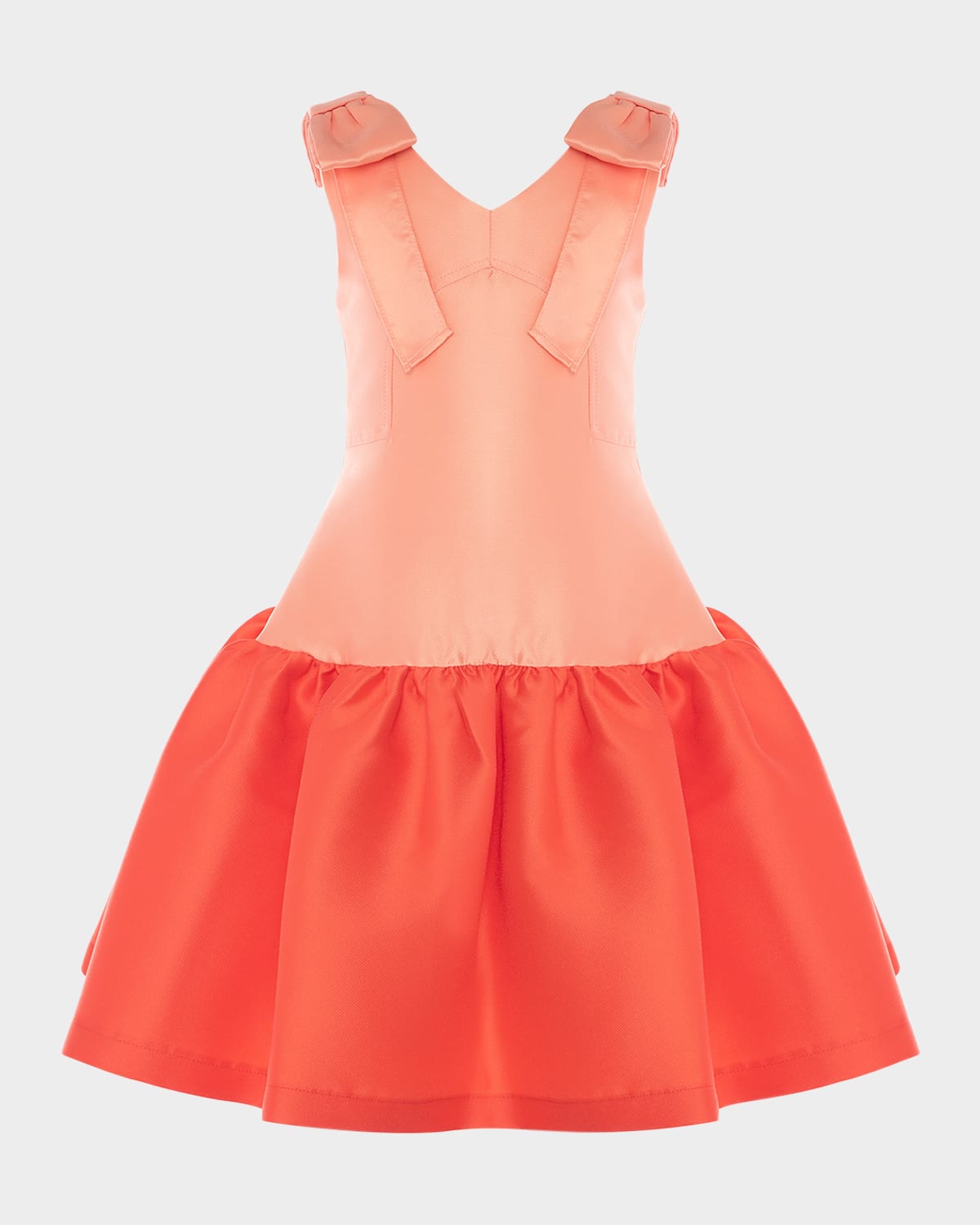 Shop Mama Luma Girl's Sleeveless Two-tone Satin Dress In Orange