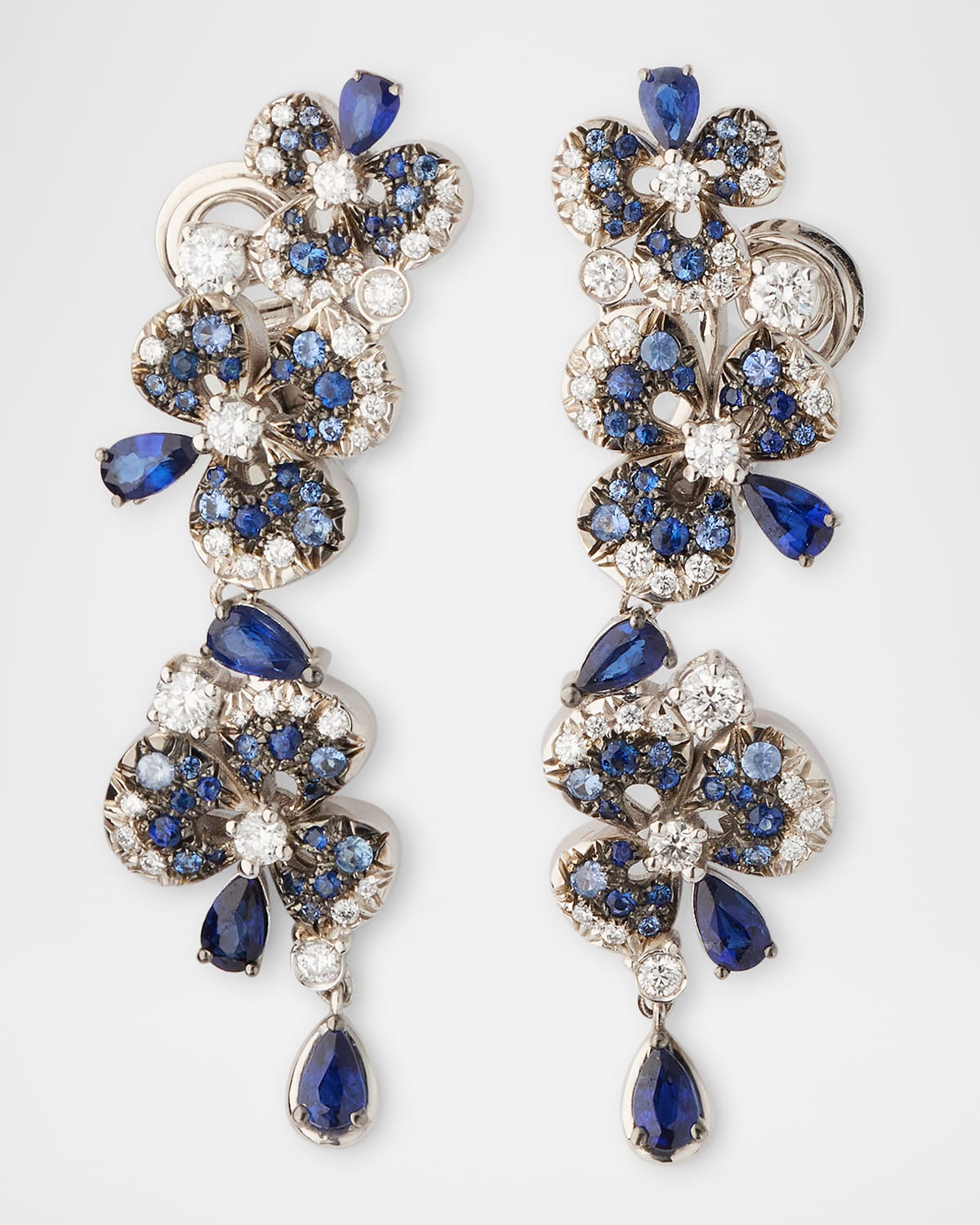 Ischia 18K White Gold Diamond and Blue Sapphire Butterfly Earrings