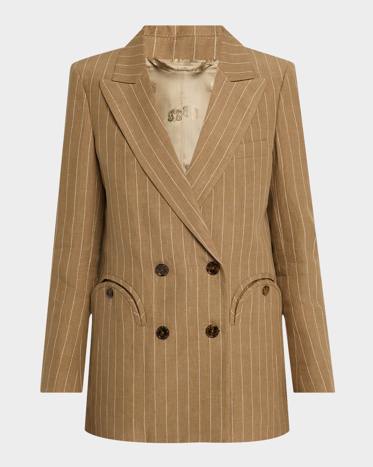Blazé Milano Heretique Pinstripe Linen Double-breasted Blazer