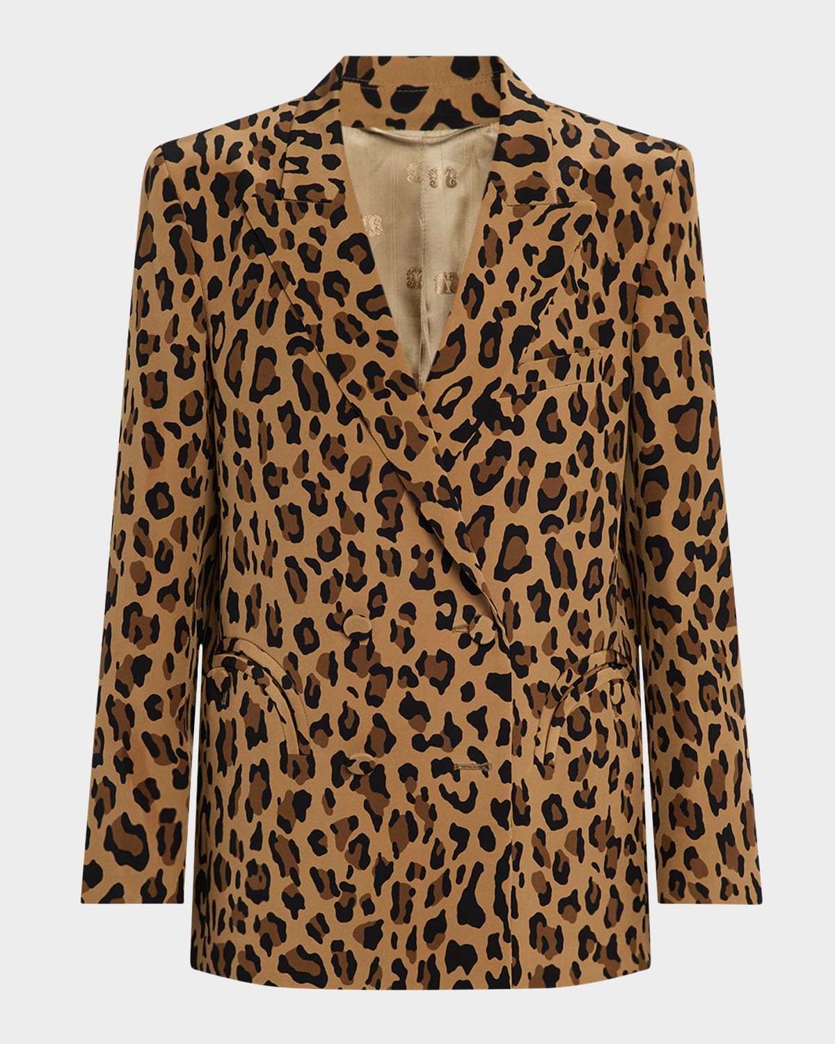 BLAZÉ MILANO SIMBA LEOPARD-PRINT DOUBLE-BREASTED BLAZER 