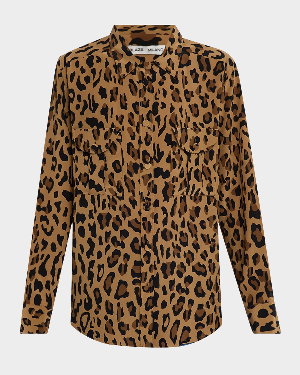 Blazé Milano Simba Leopard-print Button-down Berber Shirt
