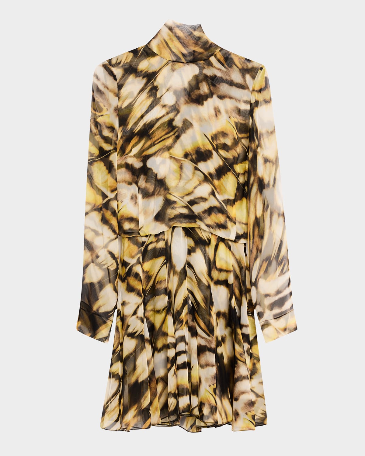 Oscar De La Renta Long-sleeve Butterfly Chiffon Mini Dress