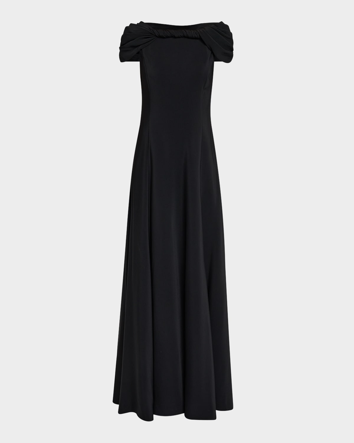 Oscar De La Renta Cap Sleeve Draped Stretch Cady Gown