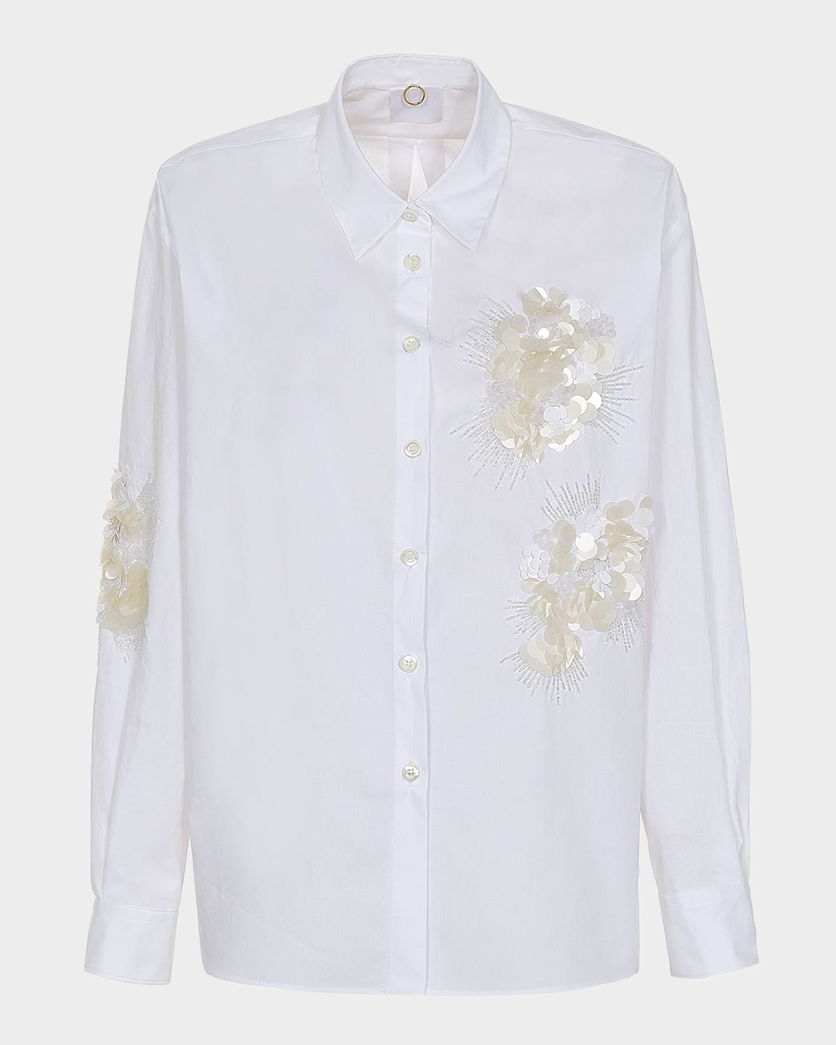 Mantu Bead & Sequin Floral Cotton Blouse
