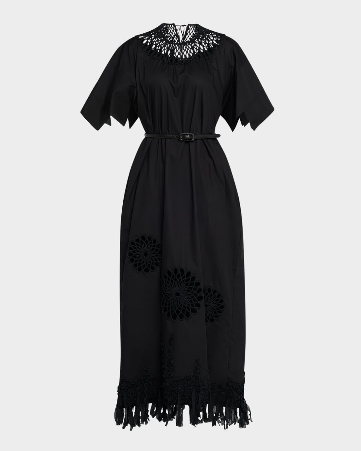 Mantu Embroidered Fringe-Hem Cotton Maxi Dress