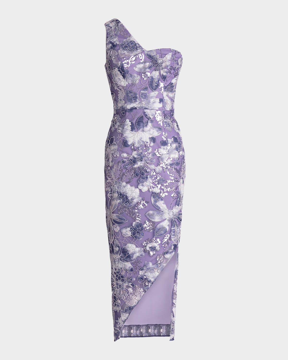 Magnolia One-Shoulder Bead & Sequin Midi Dress