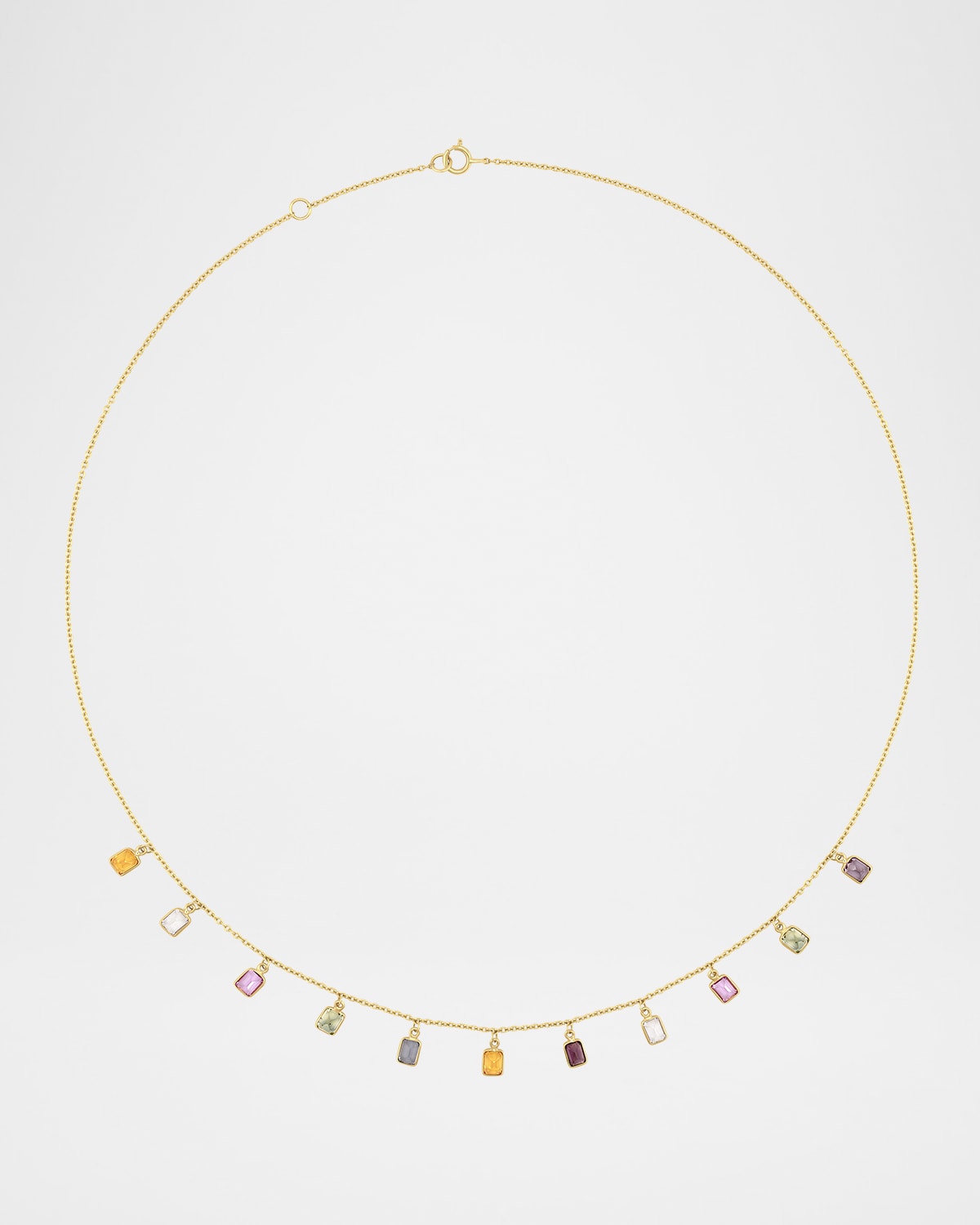 Chakra Rainbow Sapphire Bezel Necklace