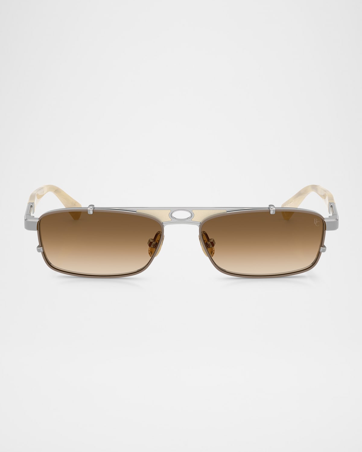 Brunello Cucinelli Men's Bc2010st Rectangular Sunglasses In Silver